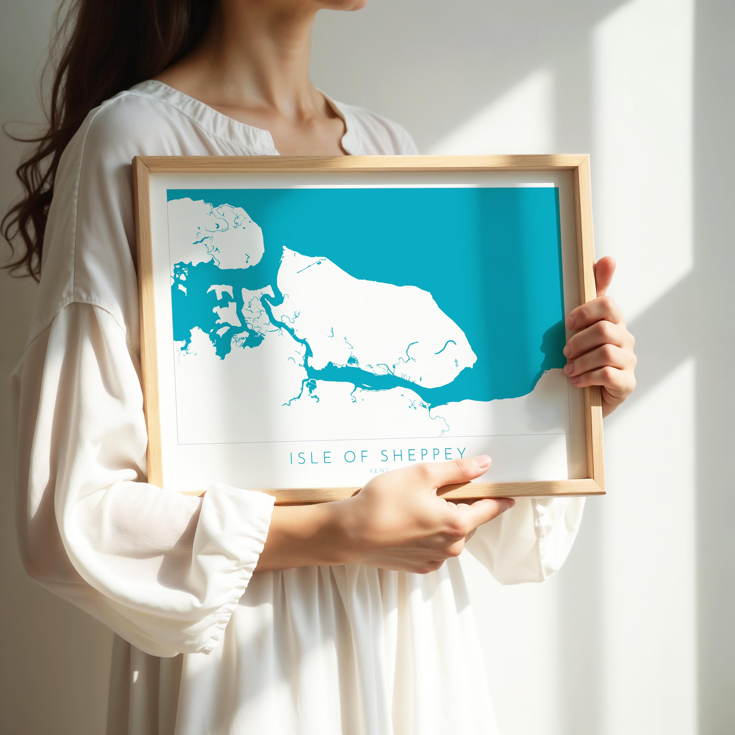 Isle of Sheppey Map Art - Kent Map Art, Isle of Sheppey Art Print, Kent Coast, Kent Travel Print, Sheerness Map Art, Kent Beach Map