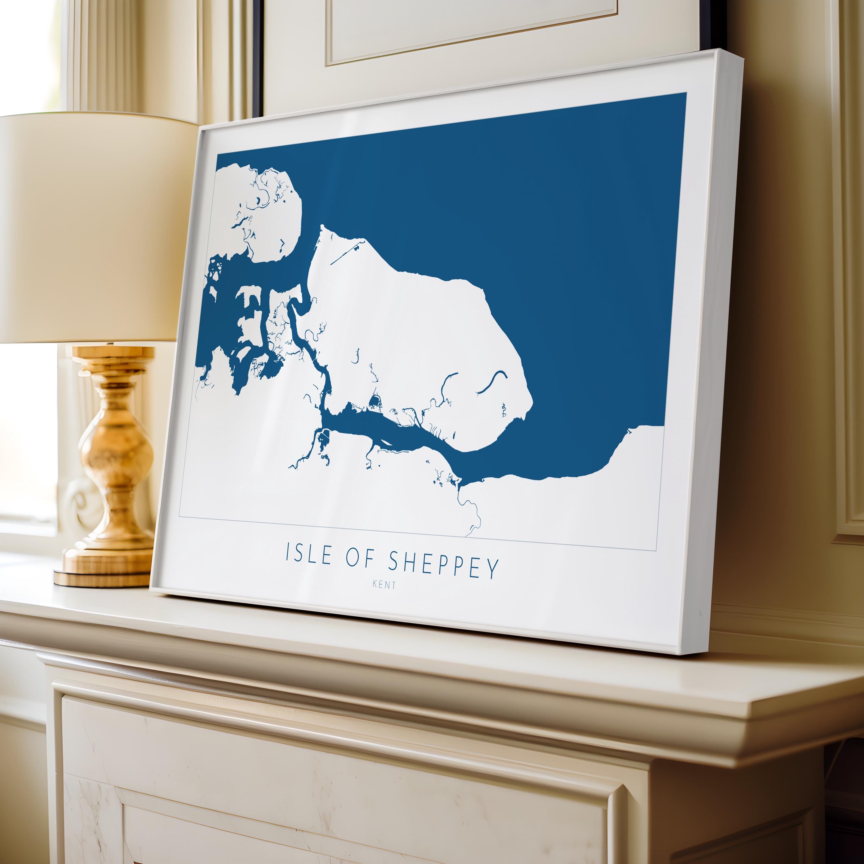 Isle of Sheppey Map Art - Kent Map Art, Isle of Sheppey Art Print, Kent Coast, Kent Travel Print, Sheerness Map Art, Kent Beach Map