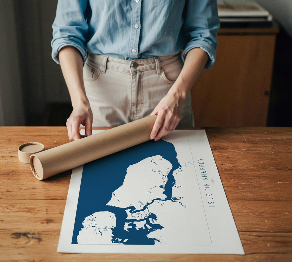 Isle of Sheppey Map Art - Kent Map Art, Isle of Sheppey Art Print, Kent Coast, Kent Travel Print, Sheerness Map Art, Kent Beach Map