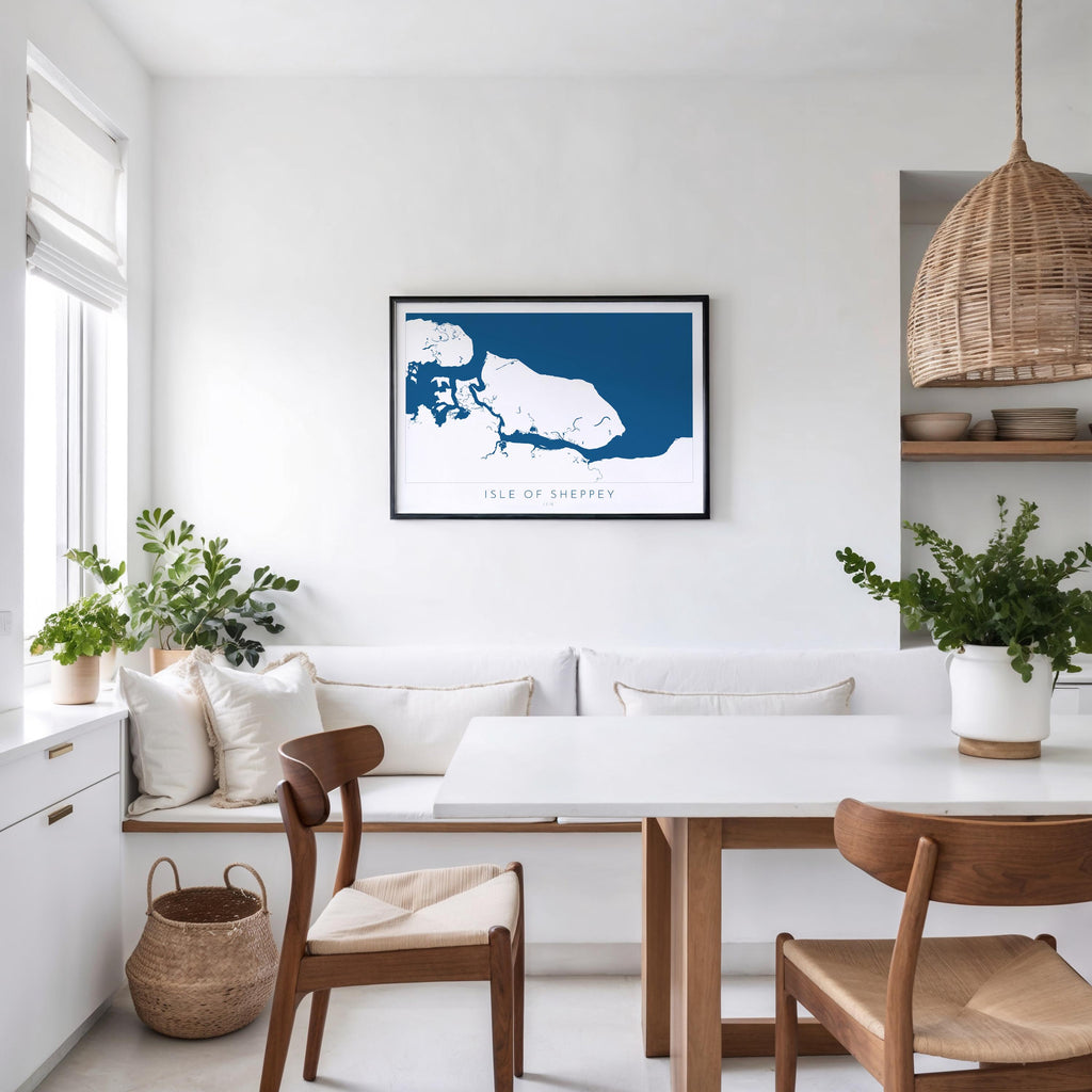 Isle of Sheppey Map Art - Kent Map Art, Isle of Sheppey Art Print, Kent Coast, Kent Travel Print, Sheerness Map Art, Kent Beach Map