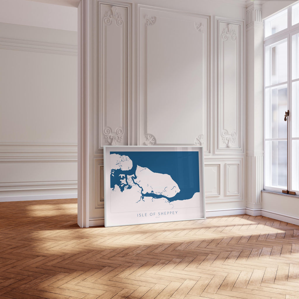 Isle of Sheppey Map Art - Kent Map Art, Isle of Sheppey Art Print, Kent Coast, Kent Travel Print, Sheerness Map Art, Kent Beach Map