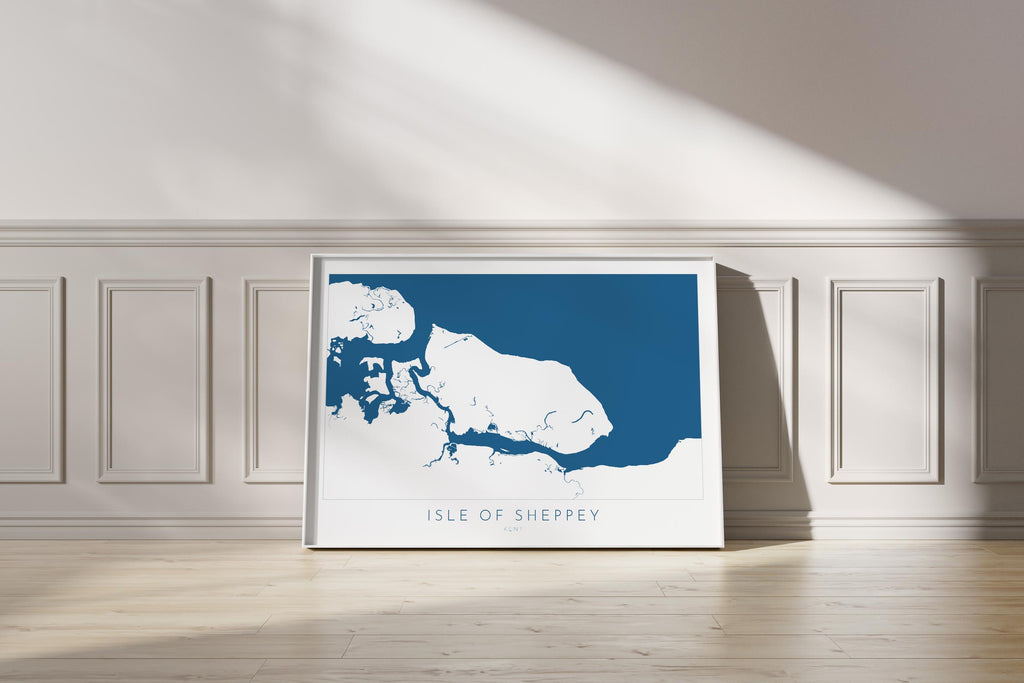Isle of Sheppey Map Art - Kent Map Art, Isle of Sheppey Art Print, Kent Coast, Kent Travel Print, Sheerness Map Art, Kent Beach Map