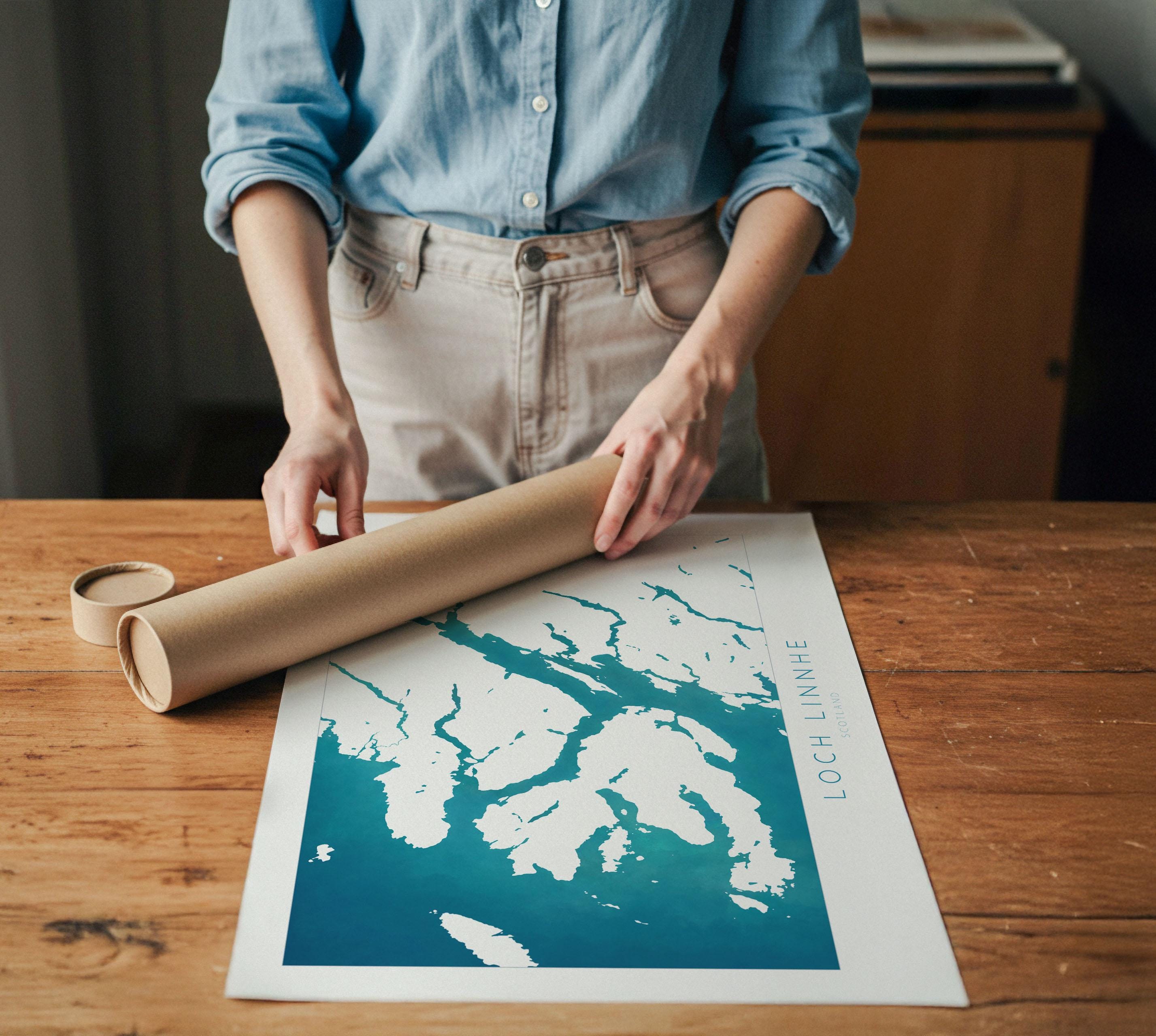 Loch Linnhe Map Art Print - Isle of Mull Map, Scotland Coast Map, Highlands Wall Art, Loch Map, Scottish Lochs, Scotland Art Gift, UK Map