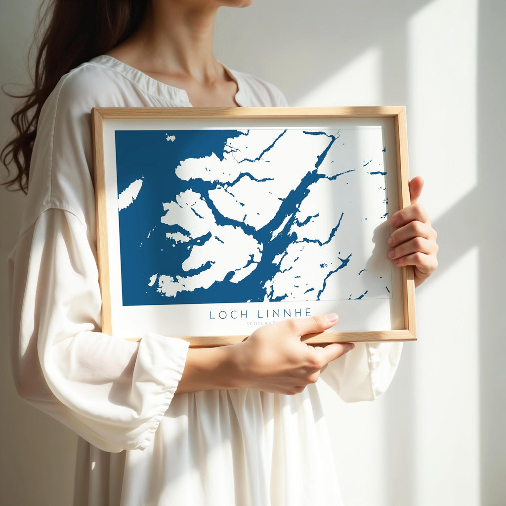 Loch Linnhe Map Art Print - Isle of Mull Map, Scotland Coast Map, Highlands Wall Art, Loch Map, Scottish Lochs, Scotland Art Gift, UK Map
