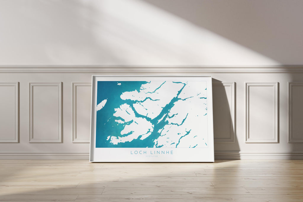 Loch Linnhe Map Art Print - Isle of Mull Map, Scotland Coast Map, Highlands Wall Art, Loch Map, Scottish Lochs, Scotland Art Gift, UK Map