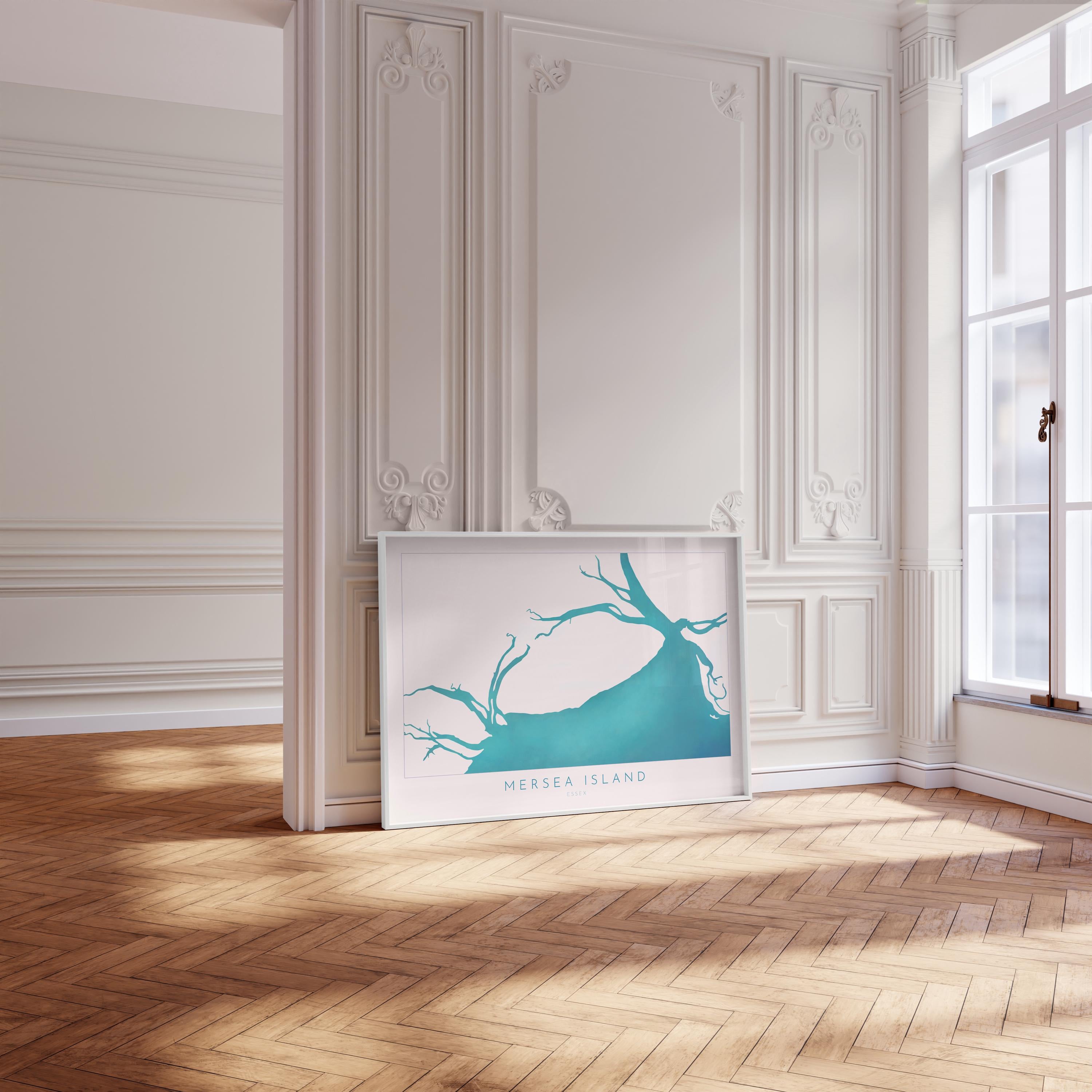 Mersea Island Map Art Print - Essex Map Art, UK Coastal Art, River Blackwater, Sailing Gift, Paddleboarder Gift, Nautical Wall Art UK