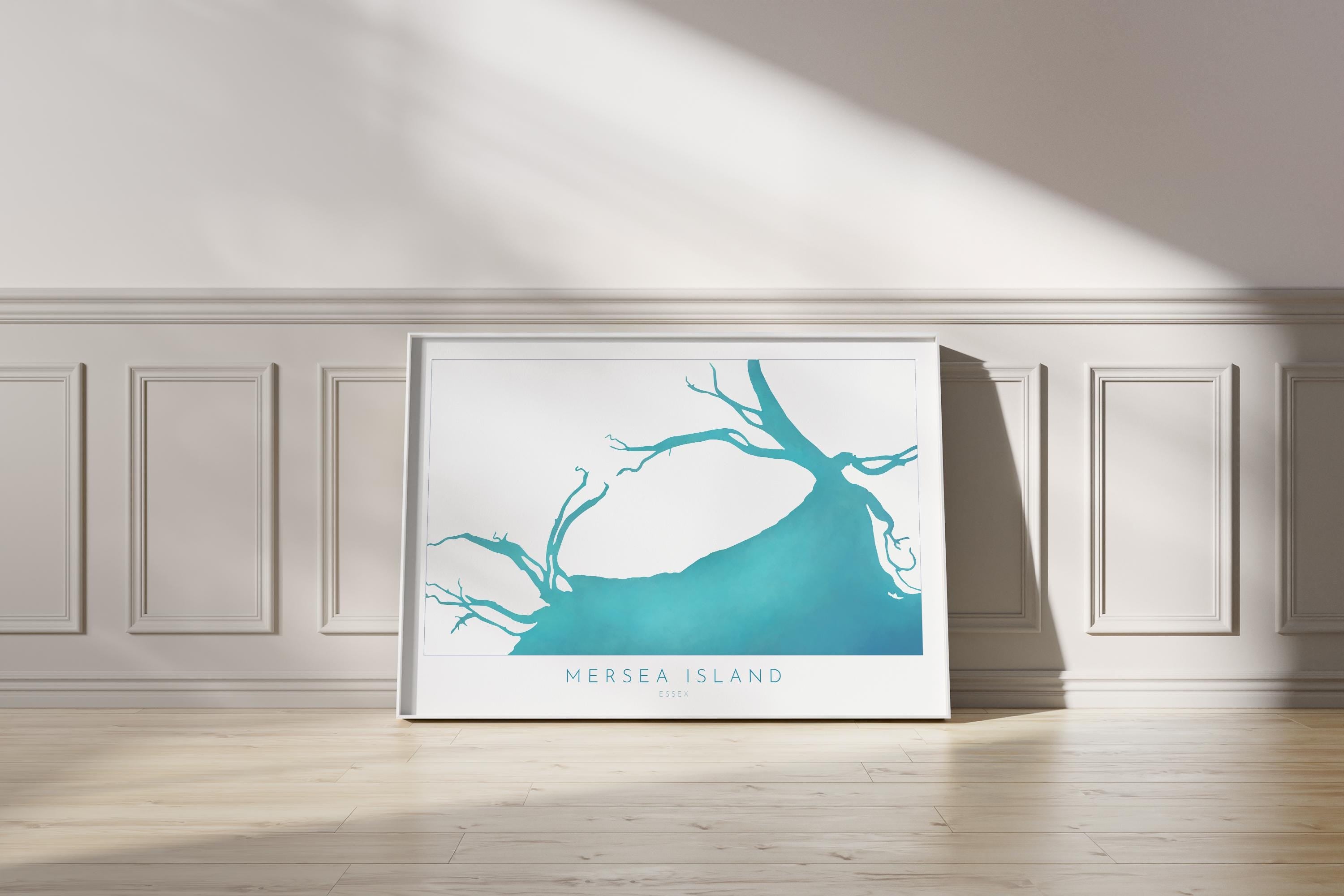 Mersea Island Map Art Print - Essex Map Art, UK Coastal Art, River Blackwater, Sailing Gift, Paddleboarder Gift, Nautical Wall Art UK