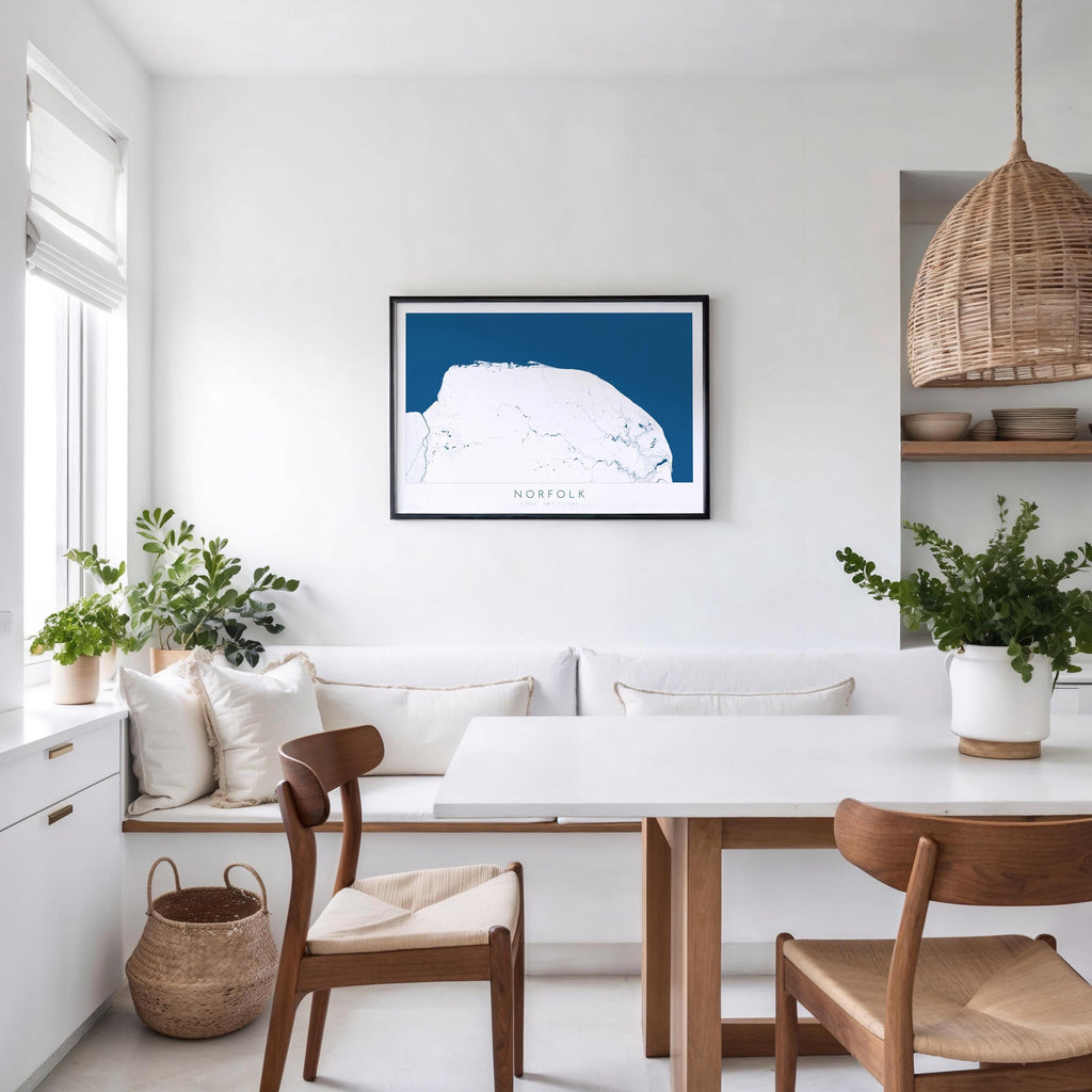 Norfolk Map Art Print - Norfolk Coast Poster, Norfolk Travel Print, Norfolk Rivers, Blakeney Point, Cromer art, Burnham Market, Holkham Art