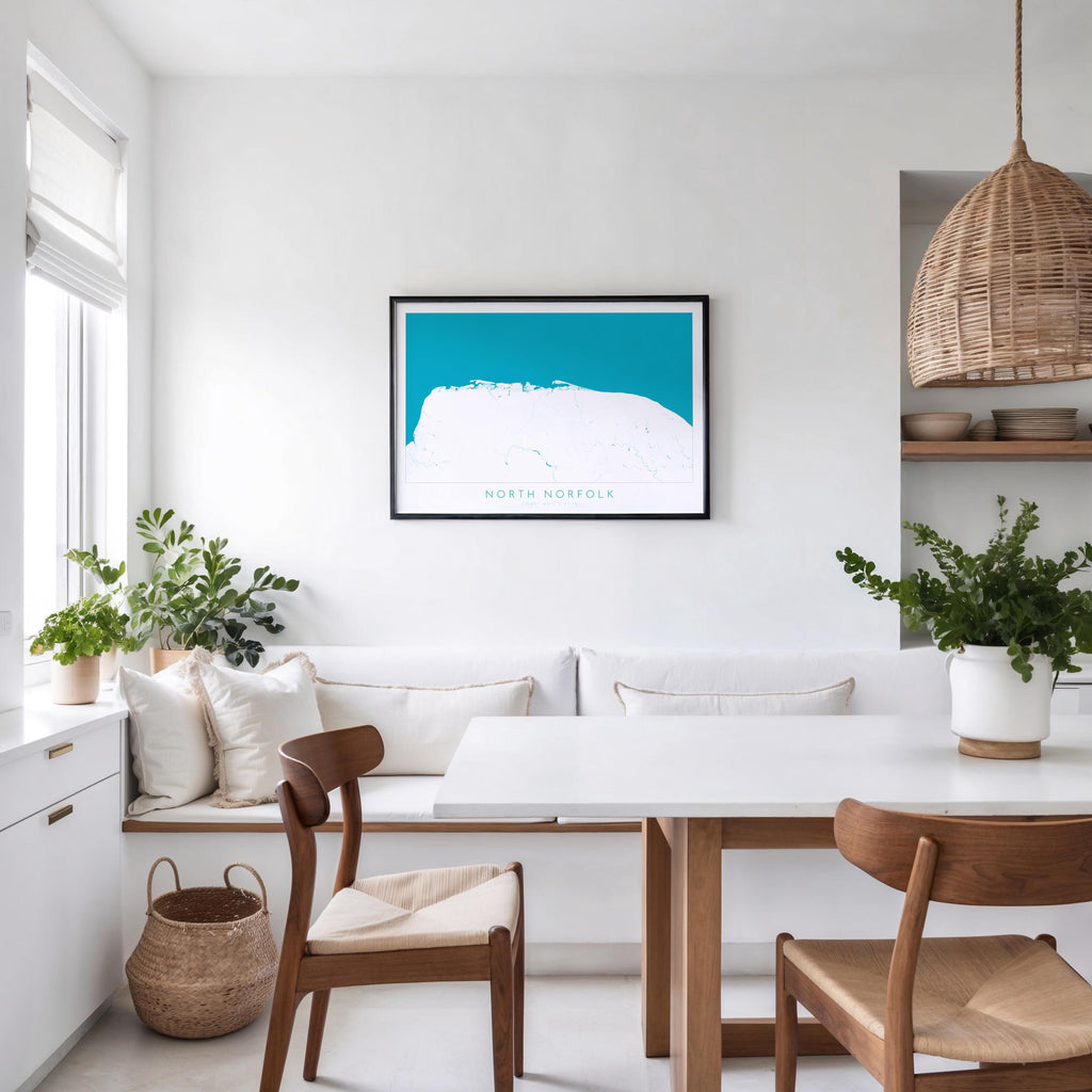 North Norfolk Map Art - North Norfolk Coast, Norfolk Travel Print, Norfolk Rivers, Blakeney Point, Cromer, Holt, Burnham Market, Holkham Art