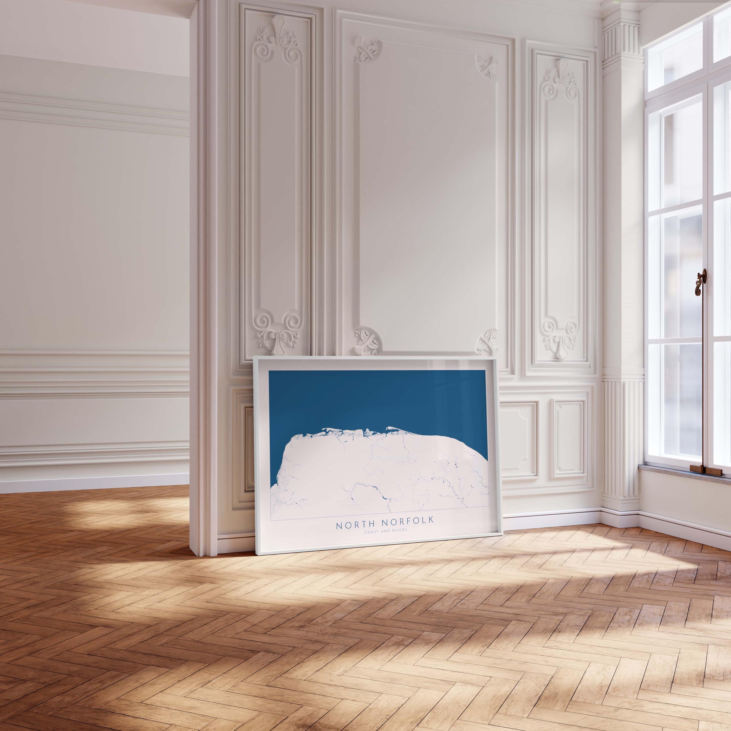 North Norfolk Map Art - North Norfolk Coast, Norfolk Travel Print, Norfolk Rivers, Blakeney Point, Cromer, Holt, Burnham Market, Holkham Art