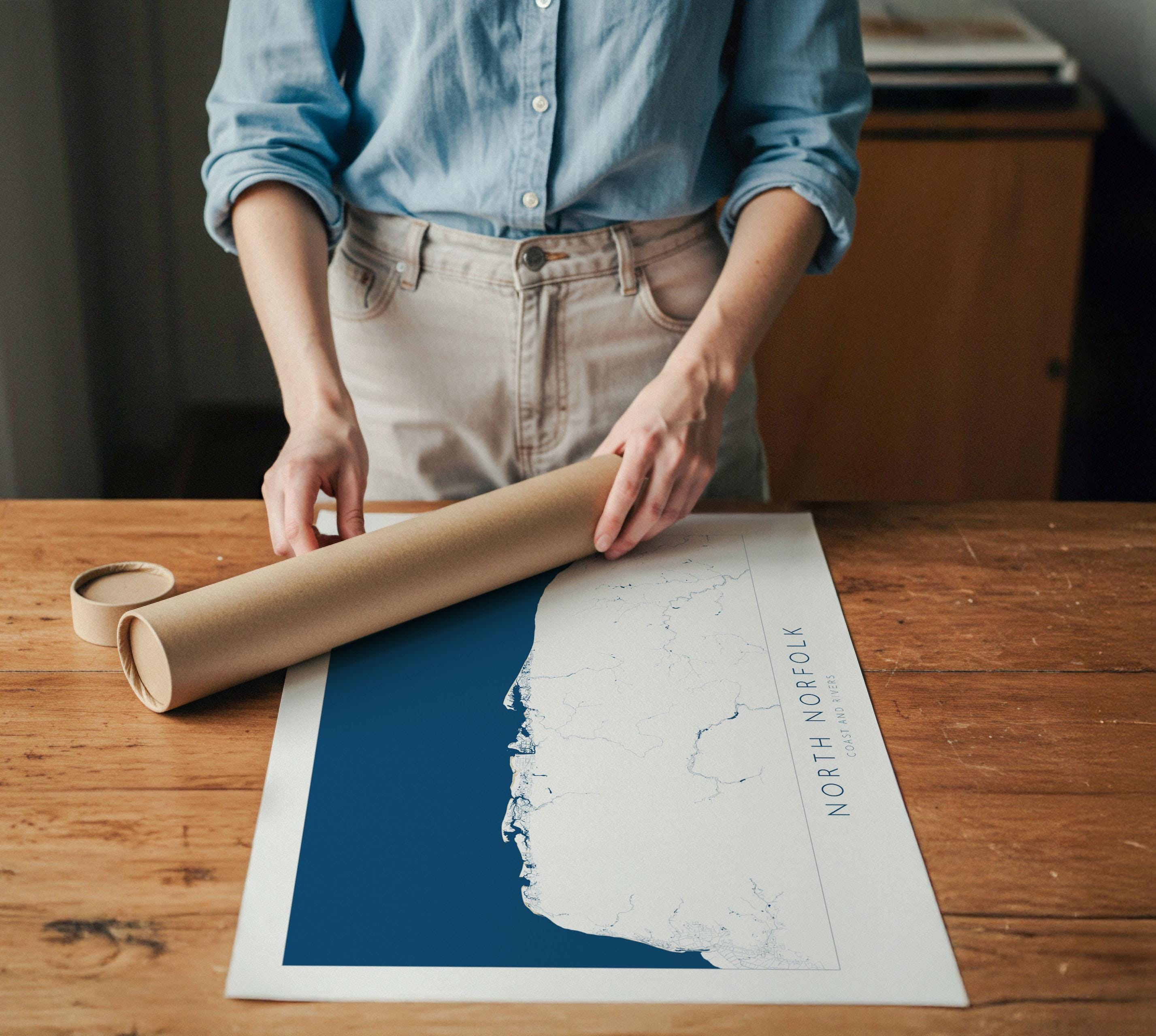 North Norfolk Map Art - North Norfolk Coast, Norfolk Travel Print, Norfolk Rivers, Blakeney Point, Cromer, Holt, Burnham Market, Holkham Art