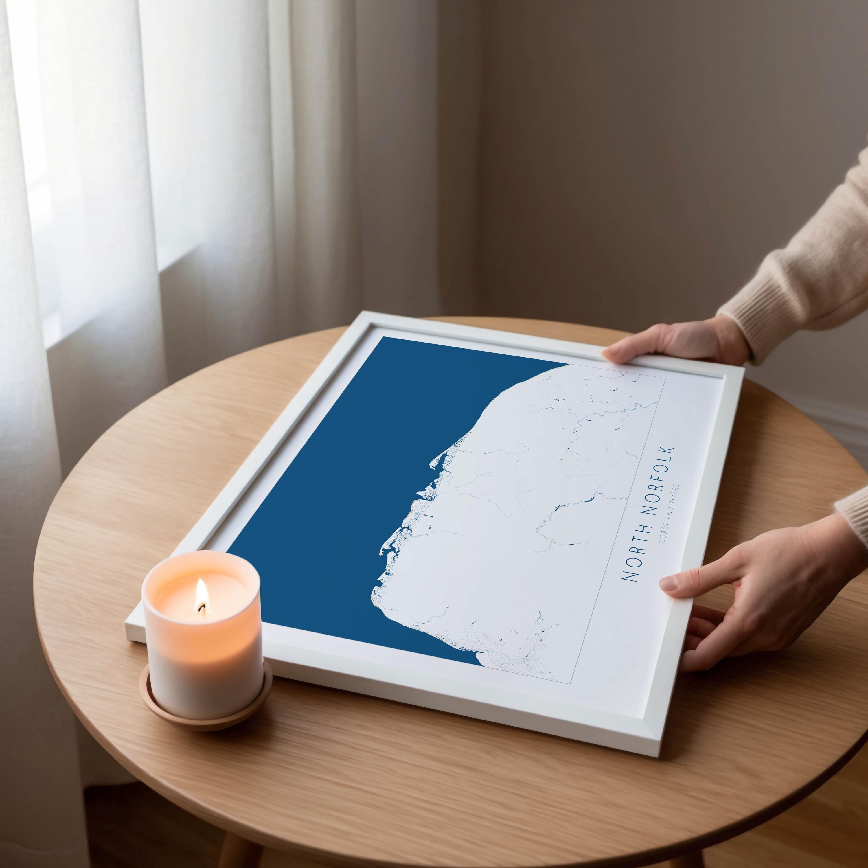 North Norfolk Map Art - North Norfolk Coast, Norfolk Travel Print, Norfolk Rivers, Blakeney Point, Cromer, Holt, Burnham Market, Holkham Art