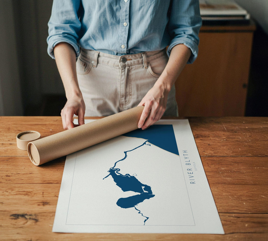 River Blyth Map Art - Suffolk Map Art, Southwold Map Art, Southwold Beach, Walberswick Art, Suffolk Coast, Suffolk Travel Print, Suffolk UK