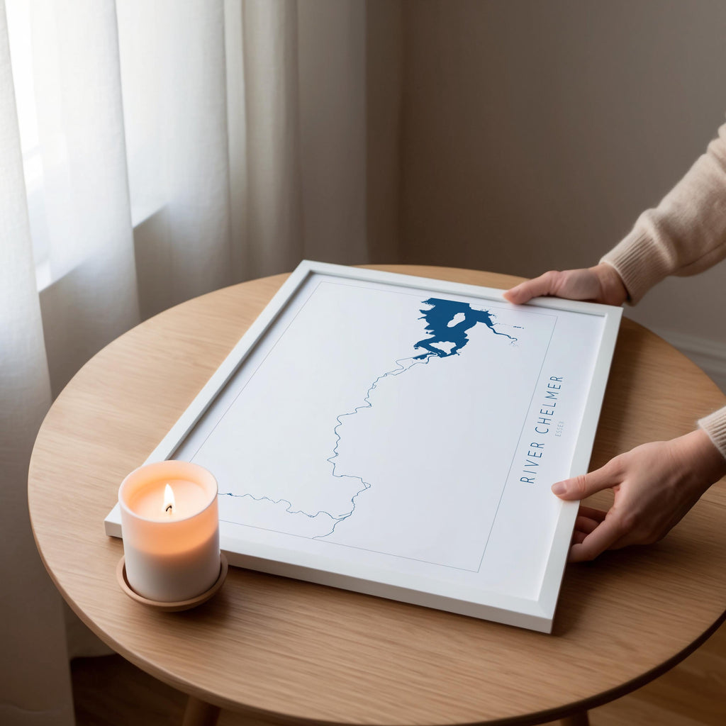 River Chelmer Map Art Print - Essex Map Art, Chelmsford Map Art, Chelmsford Art Print, Essex Poster, Maldon Print Essex, UK River Map Art