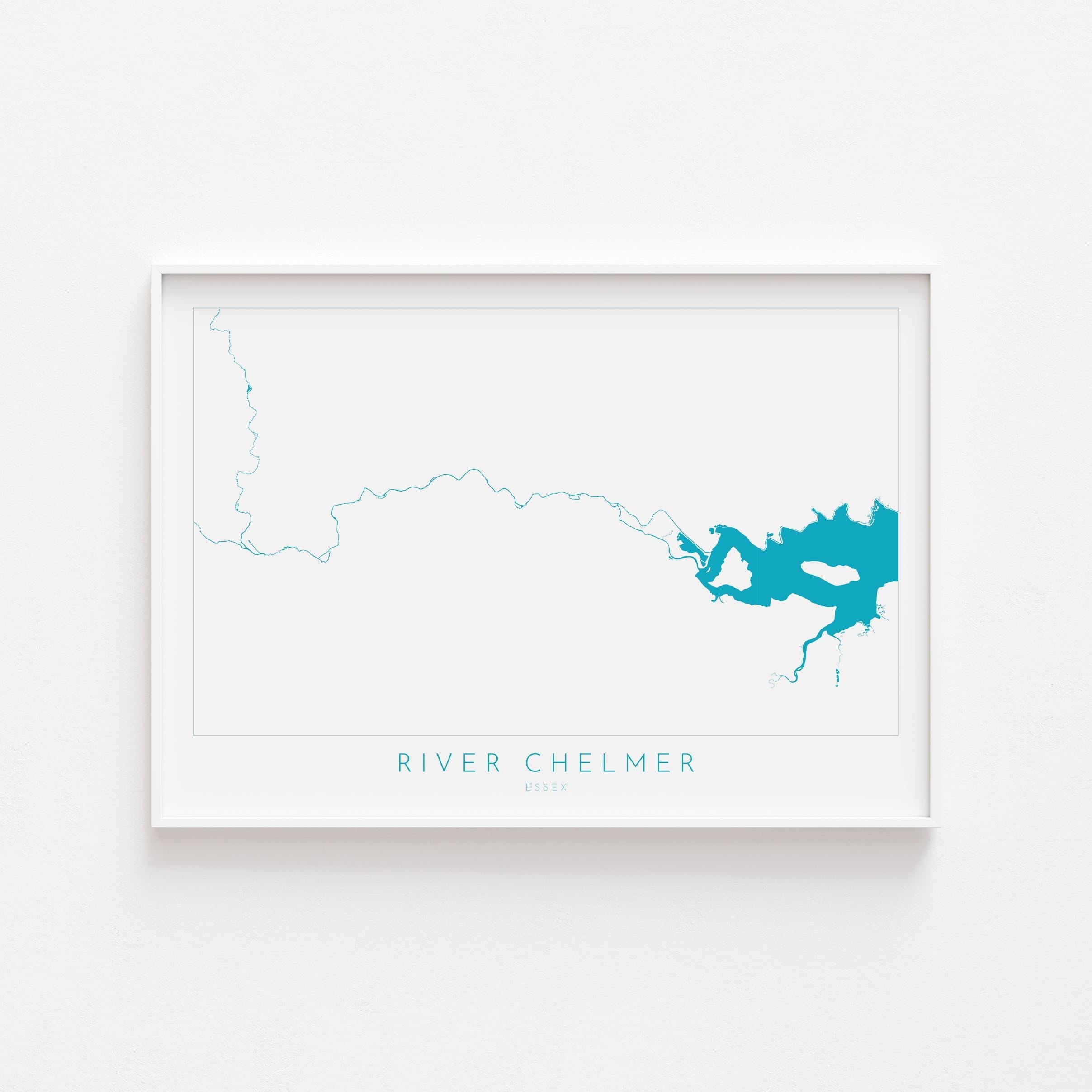 River Chelmer Map Art Print - Essex Map Art, Chelmsford Map Art, Chelmsford Art Print, Essex Poster, Maldon Print Essex, UK River Map Art
