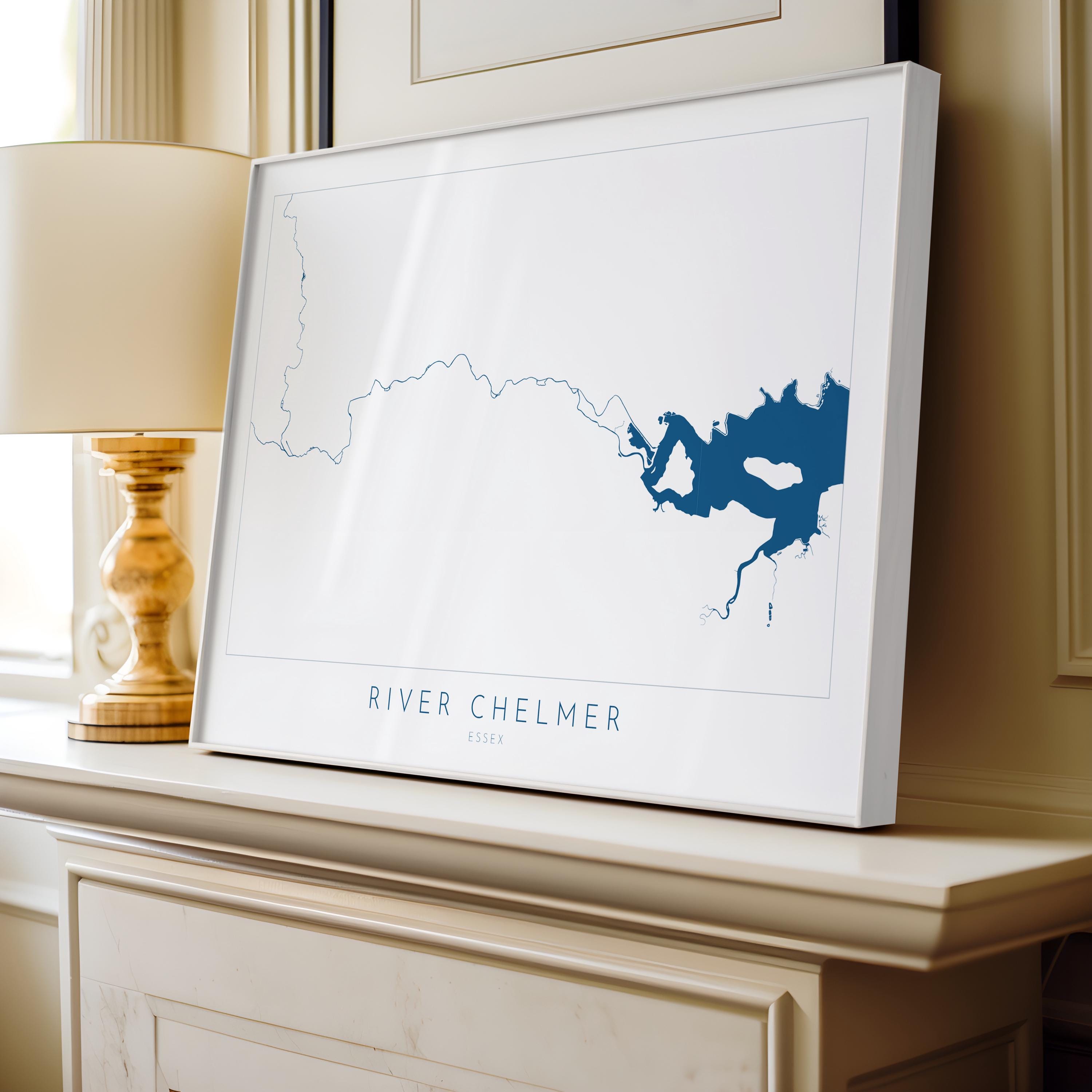 River Chelmer Map Art Print - Essex Map Art, Chelmsford Map Art, Chelmsford Art Print, Essex Poster, Maldon Print Essex, UK River Map Art