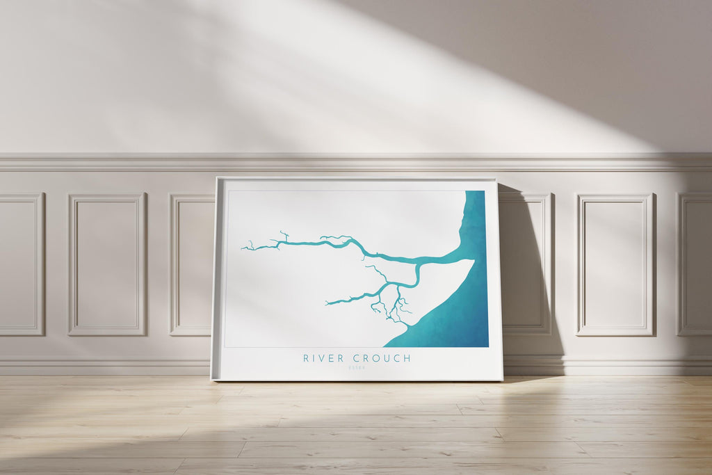 River Crouch Map Art, Essex Map Print, Map of Burnham-on-Crouch, Burnham-on-Crouch Art Poster, Essex Coastline Map, UK Rivers, Sailing Gift