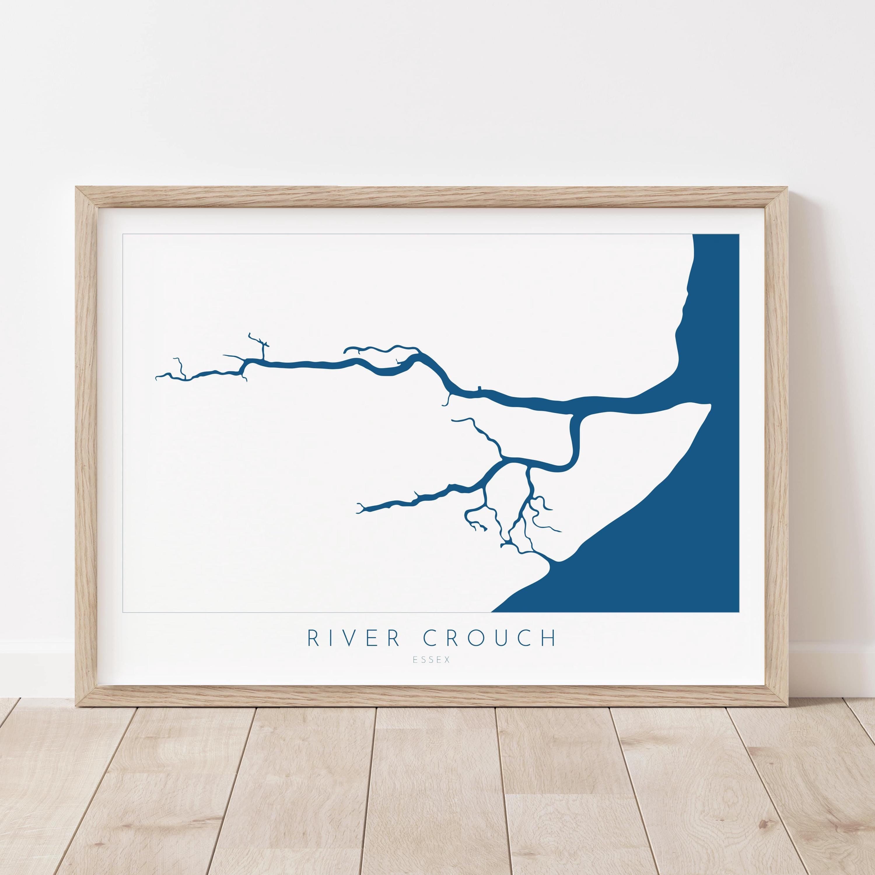 River Crouch Map Art, Essex Map Print, Map of Burnham-on-Crouch, Burnham-on-Crouch Art Poster, Essex Coastline Map, UK Rivers, Sailing Gift