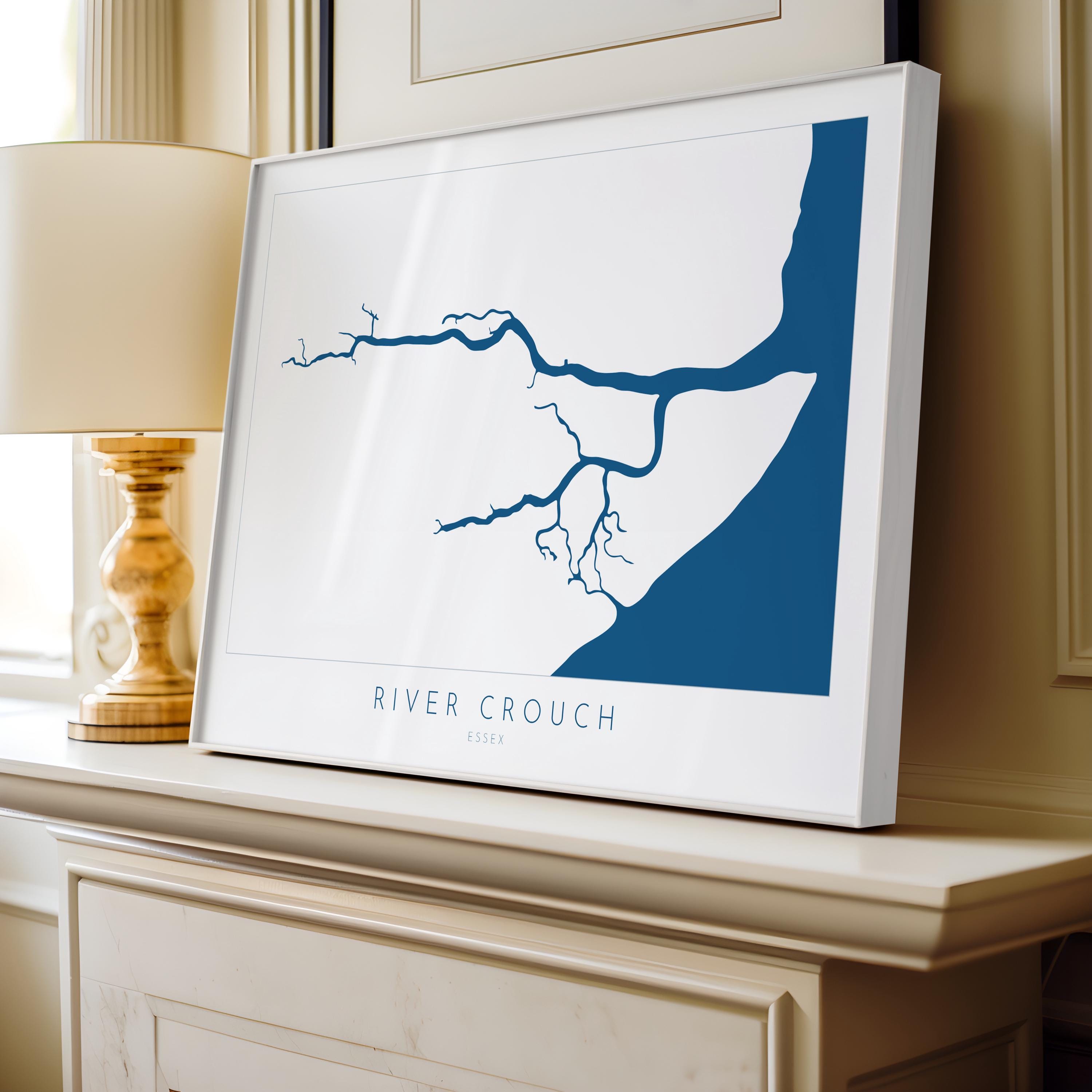 River Crouch Map Art, Essex Map Print, Map of Burnham-on-Crouch, Burnham-on-Crouch Art Poster, Essex Coastline Map, UK Rivers, Sailing Gift