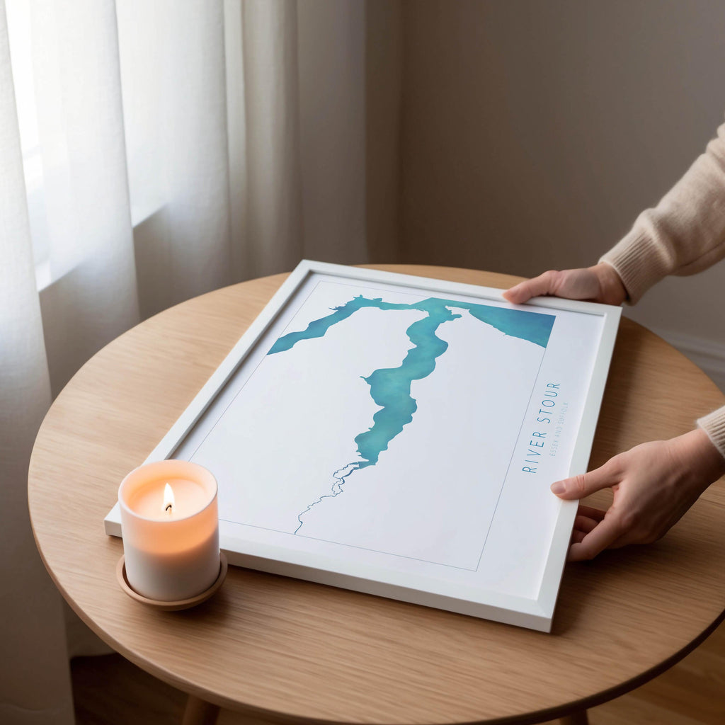 River Stour Map Art Print - Essex Map, Suffolk Map Art ,Manningtree Art Map, Harwich, Dedham Vale Art, Suffolk Poster, The Shotley Peninsula