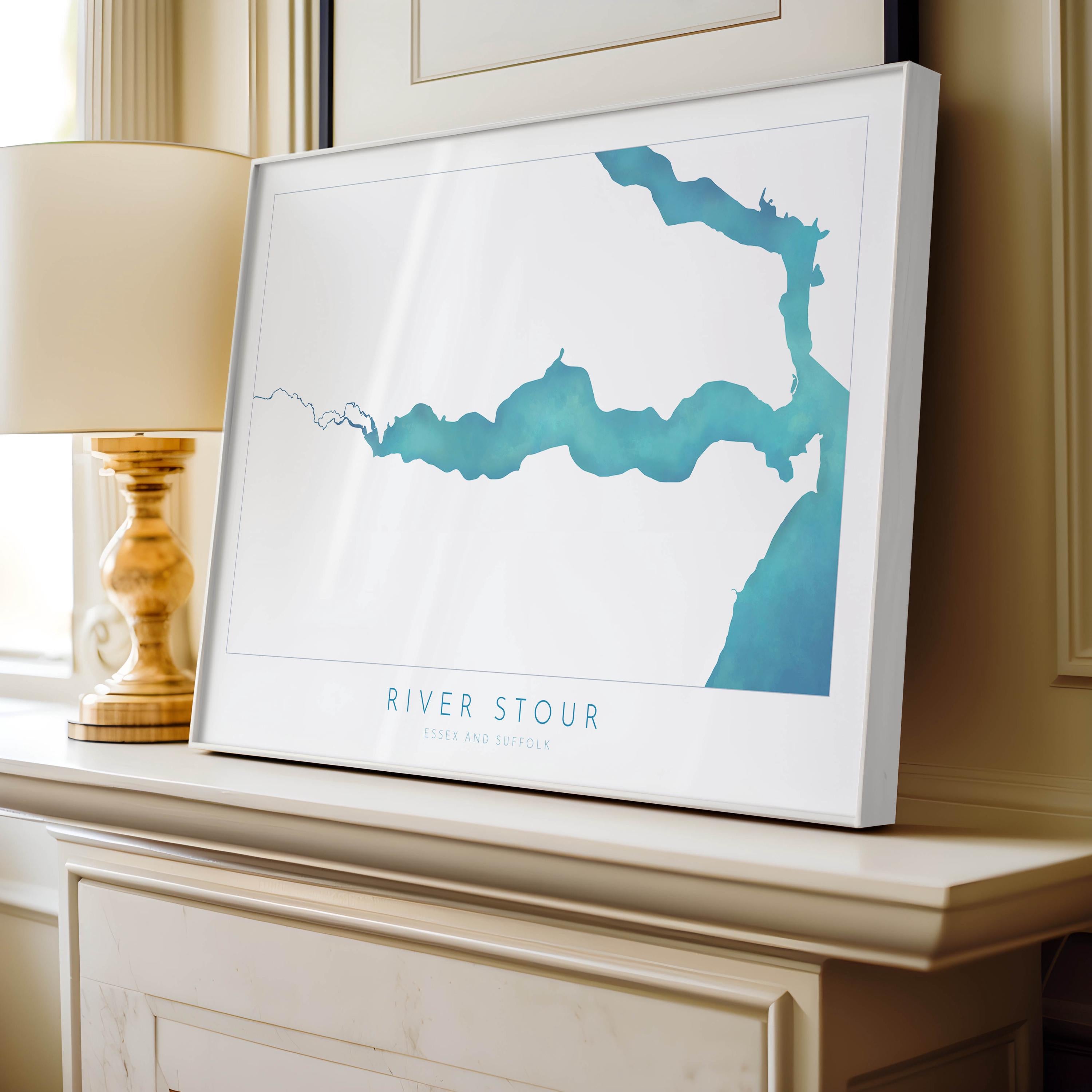 River Stour Map Art Print - Essex Map, Suffolk Map Art ,Manningtree Art Map, Harwich, Dedham Vale Art, Suffolk Poster, The Shotley Peninsula