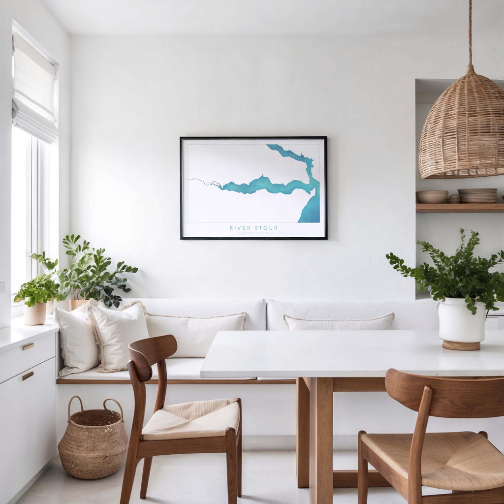 River Stour Map Art Print - Essex Map, Suffolk Map Art ,Manningtree Art Map, Harwich, Dedham Vale Art, Suffolk Poster, The Shotley Peninsula