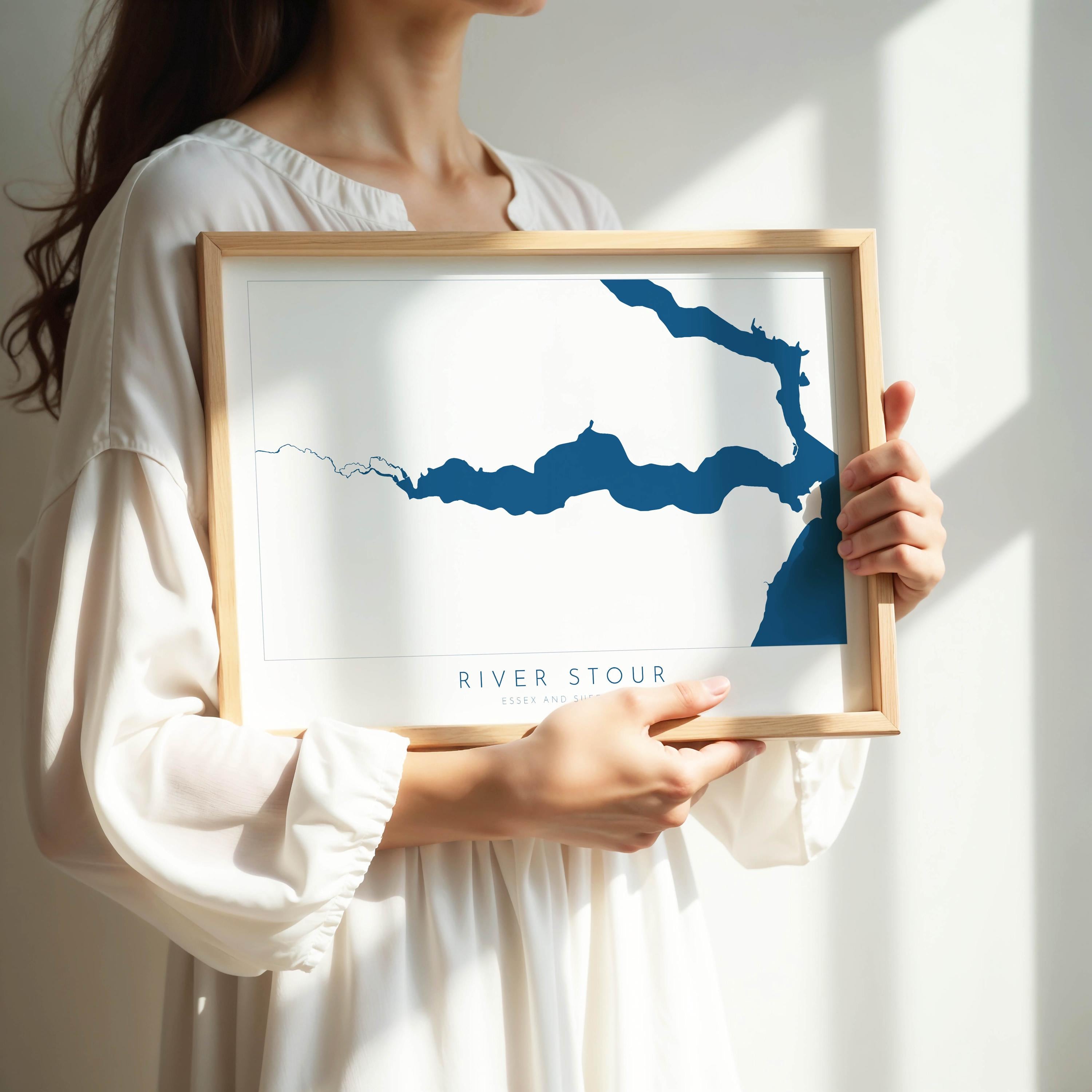 River Stour Map Art Print - Essex Map, Suffolk Map Art ,Manningtree Art Map, Harwich, Dedham Vale Art, Suffolk Poster, The Shotley Peninsula