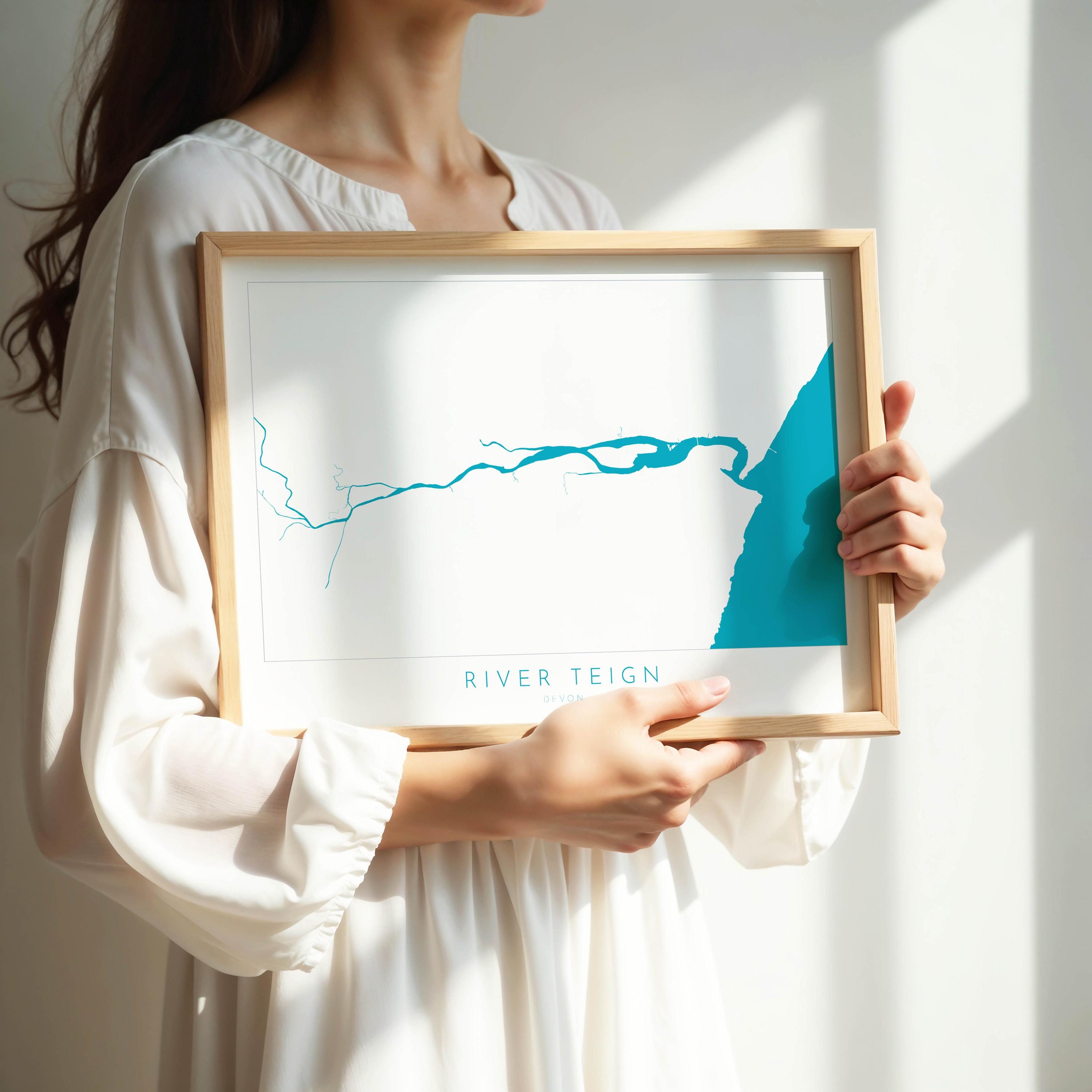 River Teign Map Art - Teignmouth Map Print, Devon Map Art, Teignmouth Travel Poster, Shaldon Art Print, Devon Gift, Devon Poster Print