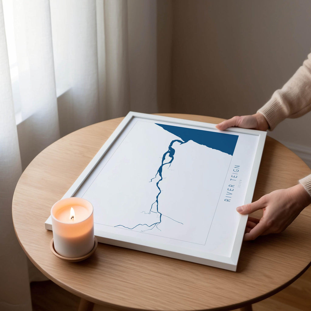 River Teign Map Art - Teignmouth Map Print, Devon Map Art, Teignmouth Travel Poster, Shaldon Art Print, Devon Gift, Devon Poster Print