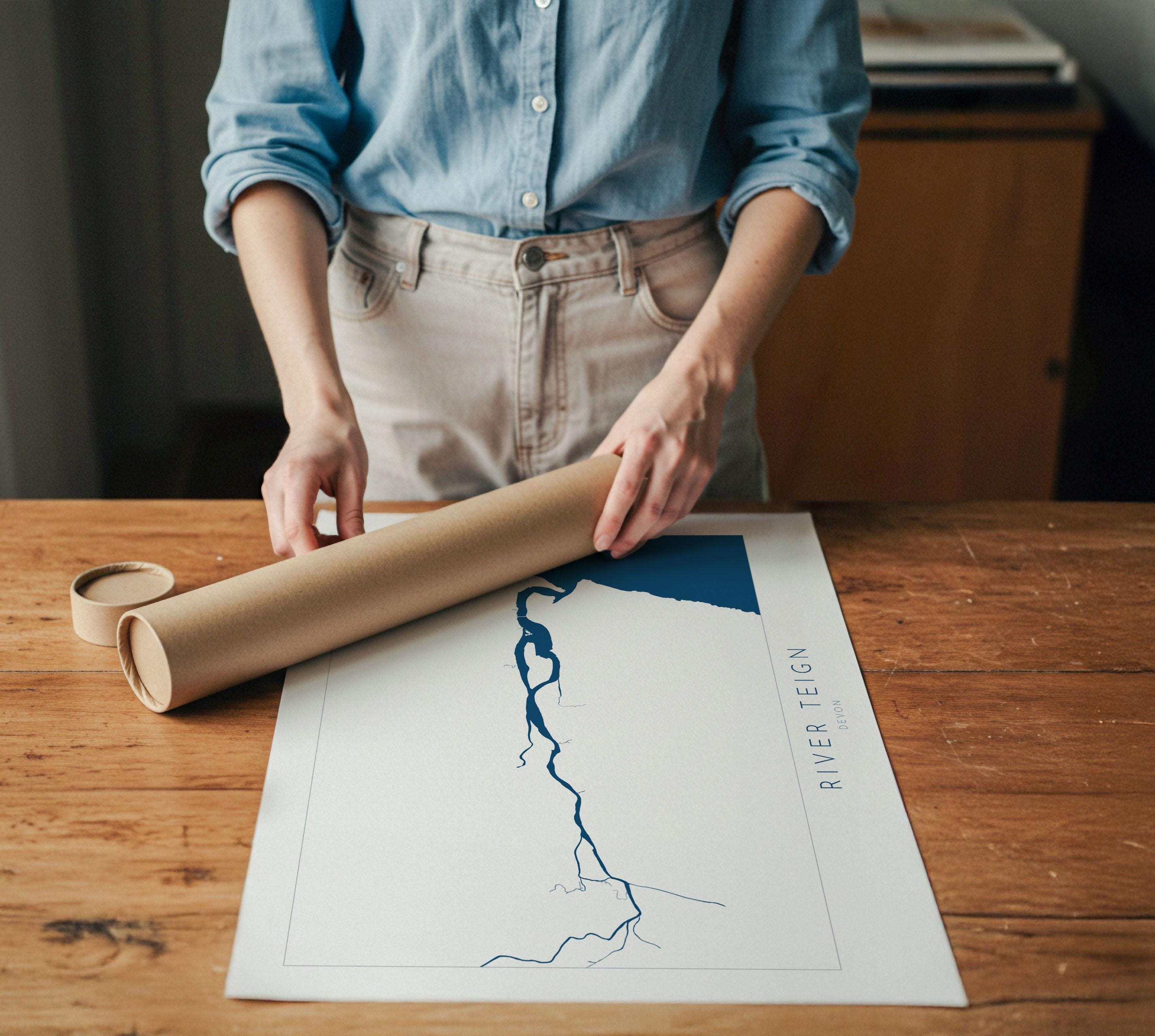 River Teign Map Art - Teignmouth Map Print, Devon Map Art, Teignmouth Travel Poster, Shaldon Art Print, Devon Gift, Devon Poster Print