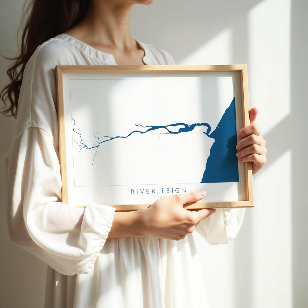 River Teign Map Art - Teignmouth Map Print, Devon Map Art, Teignmouth Travel Poster, Shaldon Art Print, Devon Gift, Devon Poster Print