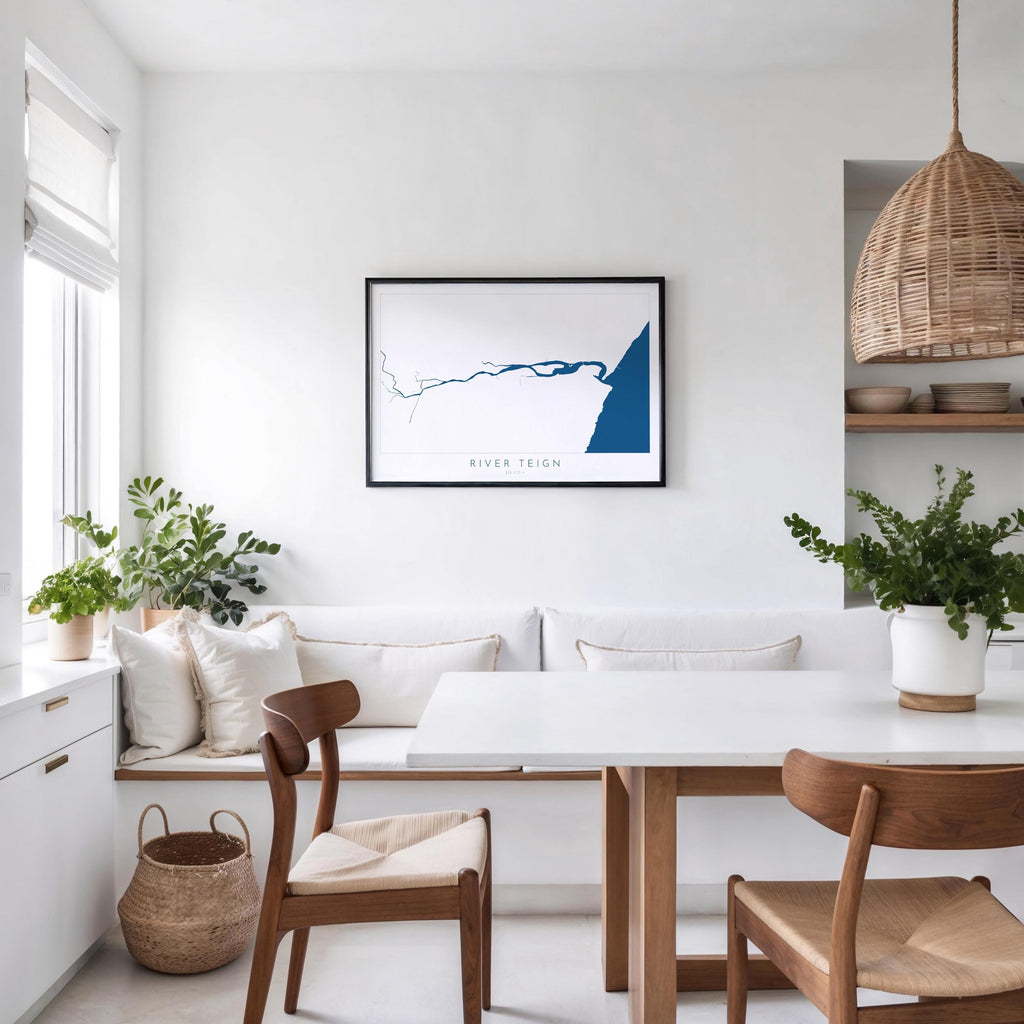 River Teign Map Art - Teignmouth Map Print, Devon Map Art, Teignmouth Travel Poster, Shaldon Art Print, Devon Gift, Devon Poster Print