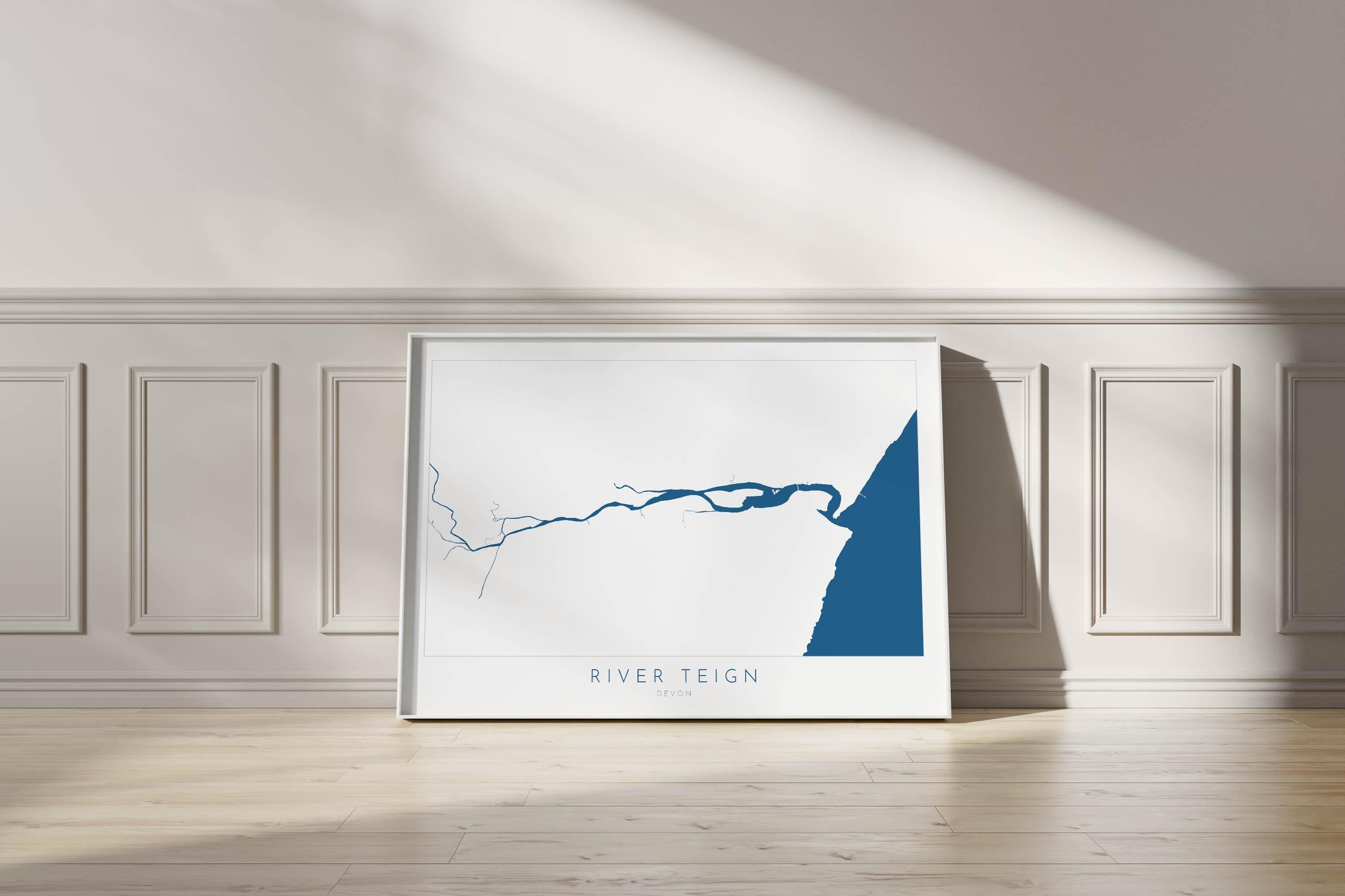 River Teign Map Art - Teignmouth Map Print, Devon Map Art, Teignmouth Travel Poster, Shaldon Art Print, Devon Gift, Devon Poster Print