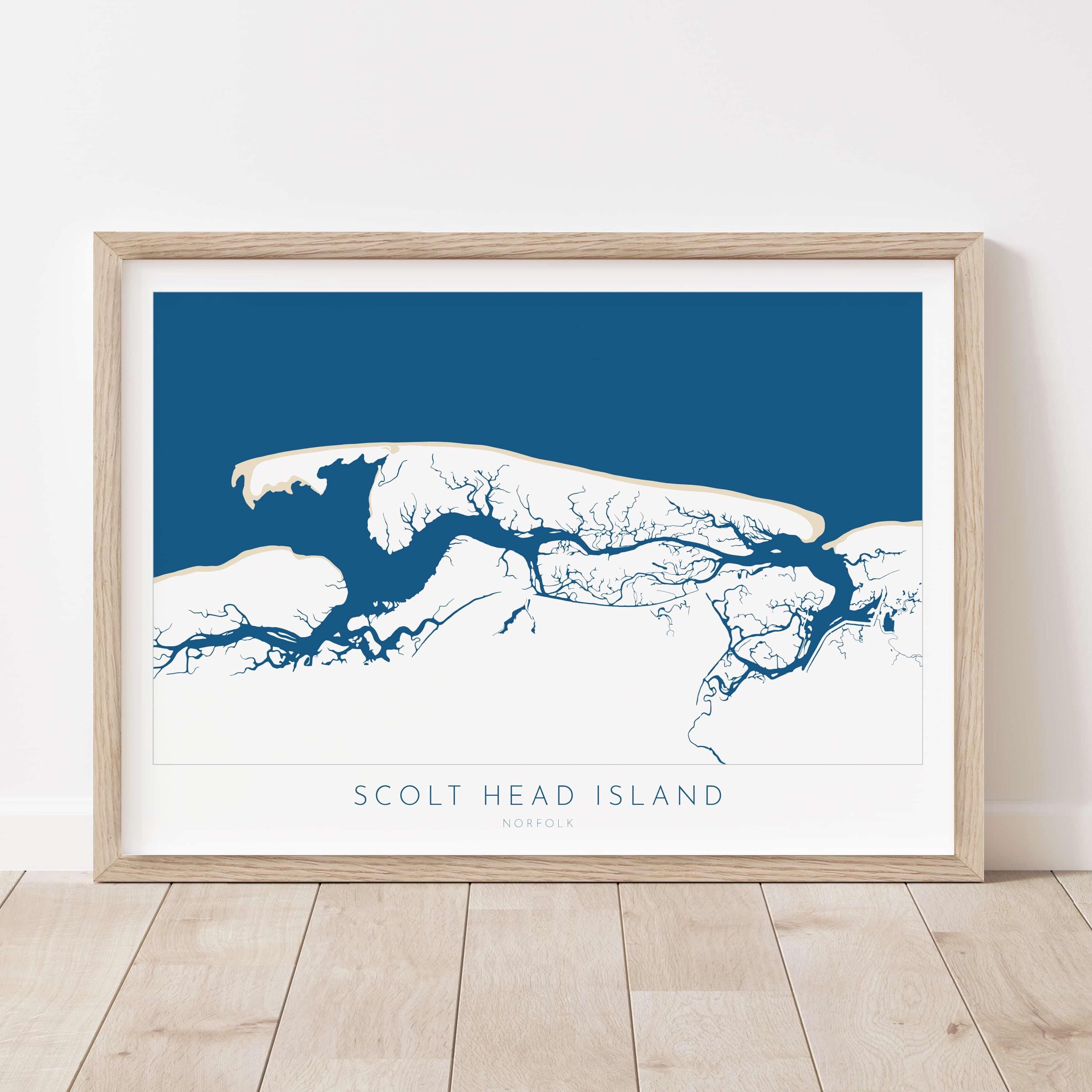 Scolt Head Island Map Art - Norfolk Map, Brancaster Beach Art, Burnham Overy Map, North Norfolk Coast, Norfolk Travel Print, Burnham Market