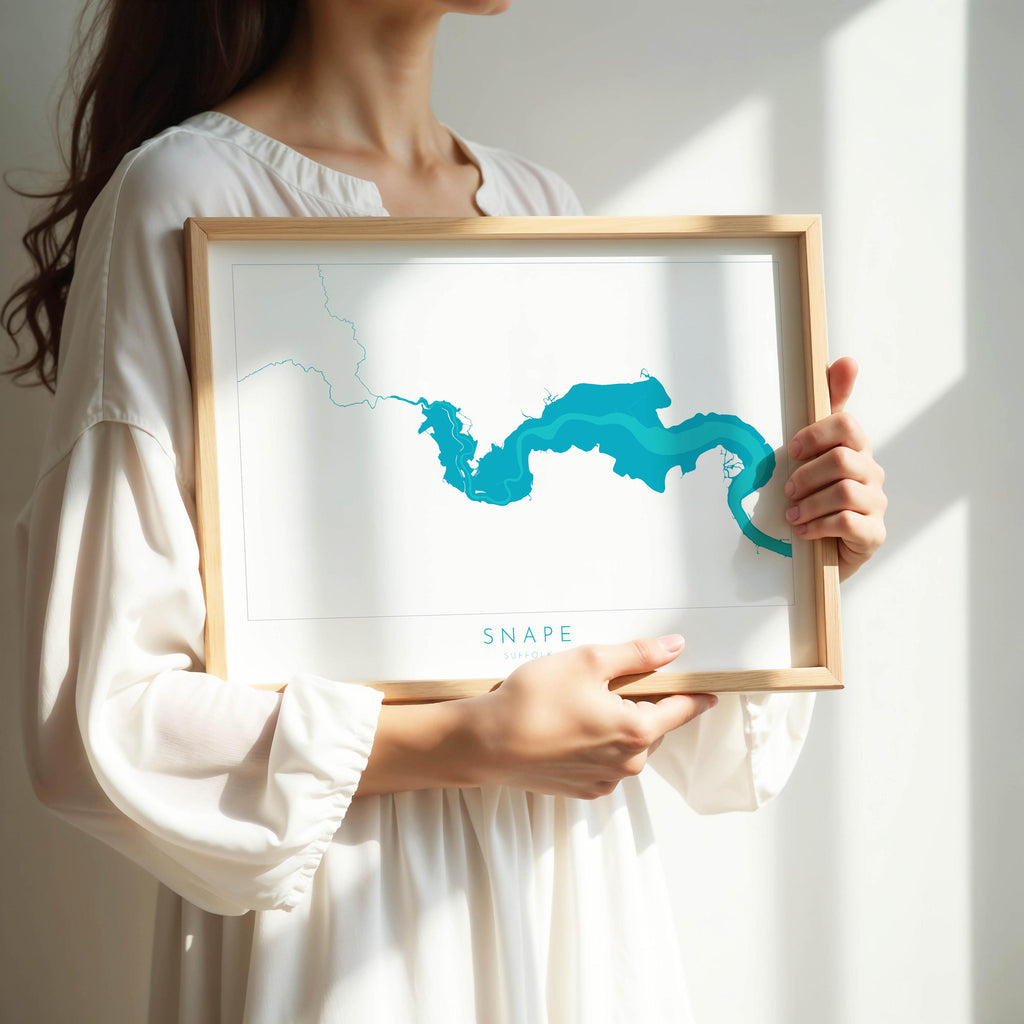 Snape Map Art - Suffolk Map, Suffolk Coast, River Alde Map Print, Snape Maltings Art, Suffolk Travel Print, Map of Snape, Suffolk Coast Art