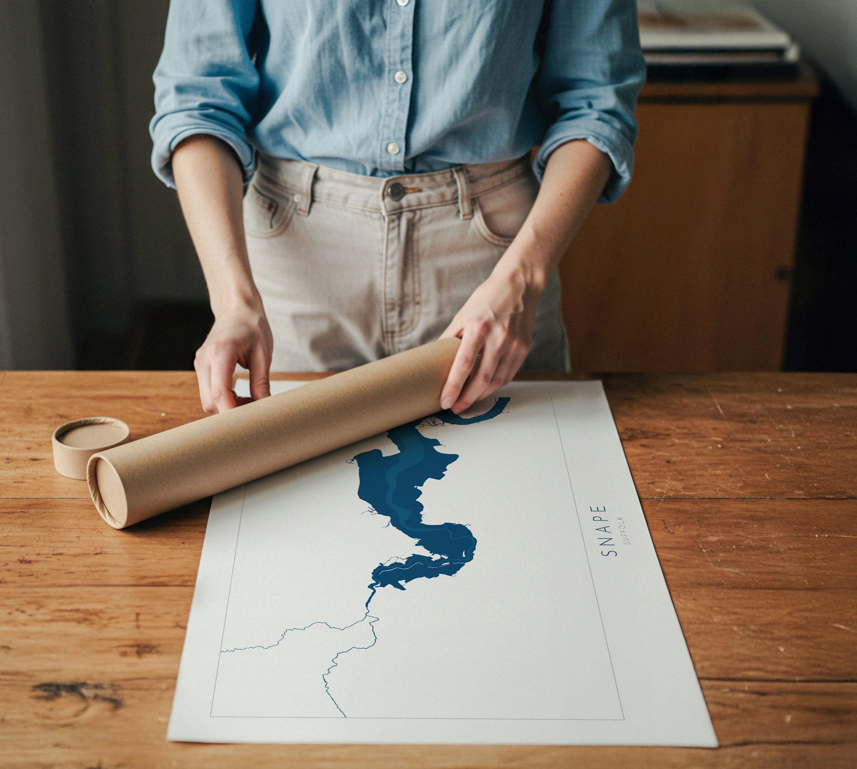 Snape Map Art - Suffolk Map, Suffolk Coast, River Alde Map Print, Snape Maltings Art, Suffolk Travel Print, Map of Snape, Suffolk Coast Art