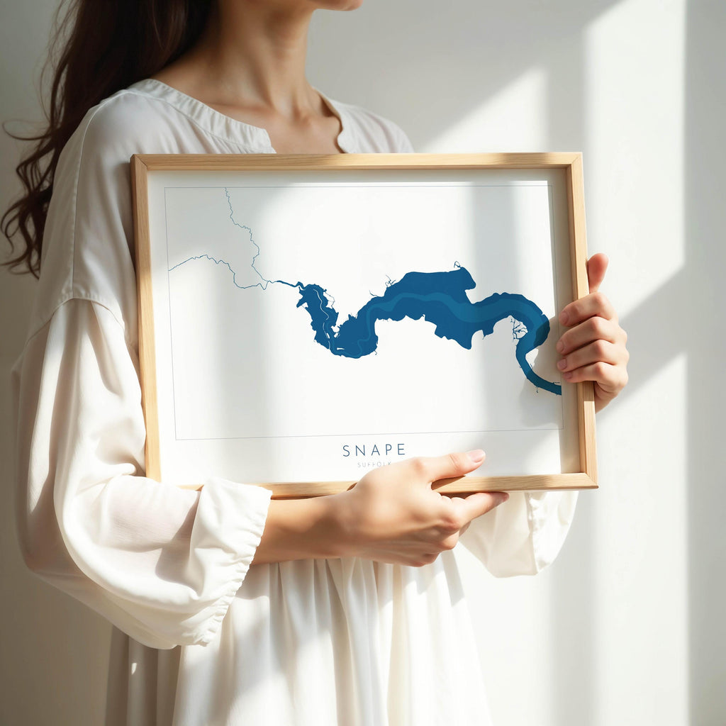 Snape Map Art - Suffolk Map, Suffolk Coast, River Alde Map Print, Snape Maltings Art, Suffolk Travel Print, Map of Snape, Suffolk Coast Art