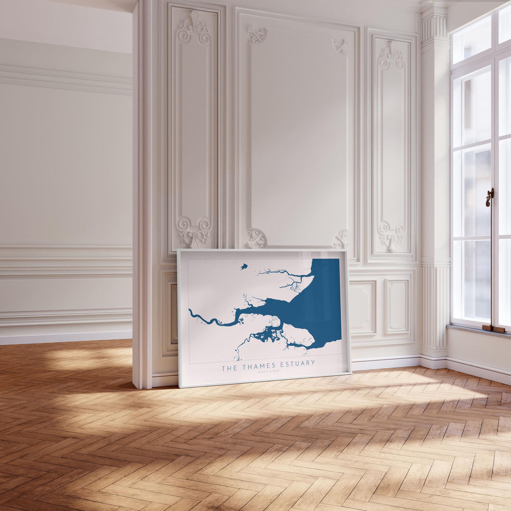 Thames Estuary Map Print - River Thames Map Art, Southend Art, UK River Art, Essex Map Art, Kent Coast Map, Travel Poster, UK Map Wall Art