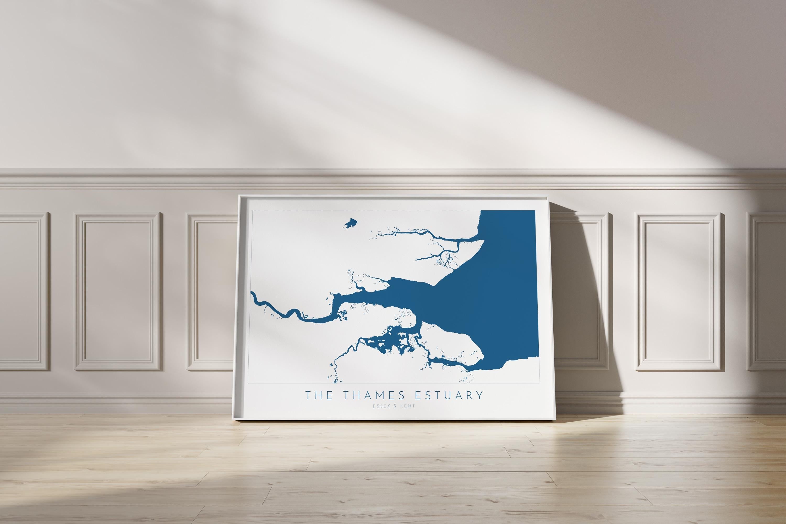 Thames Estuary Map Print - River Thames Map Art, Southend Art, UK River Art, Essex Map Art, Kent Coast Map, Travel Poster, UK Map Wall Art