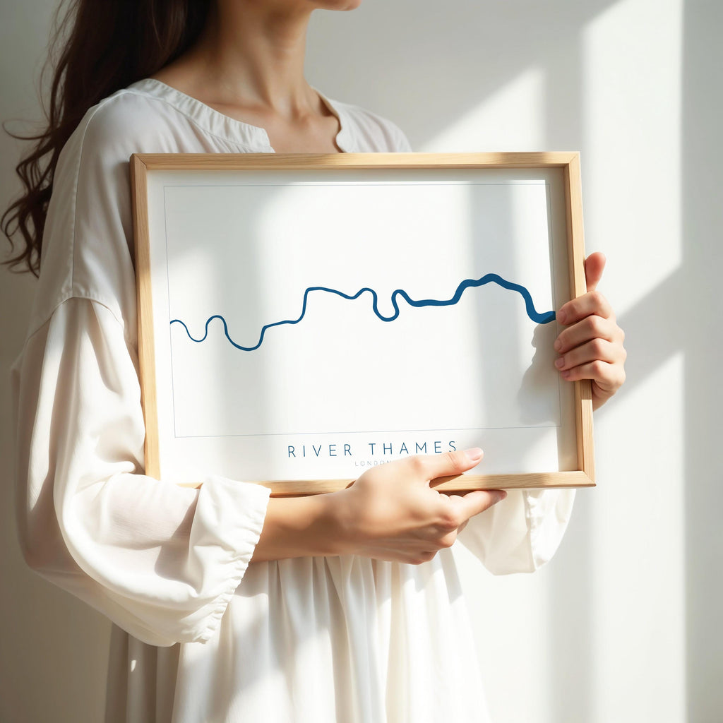 River Thames Map Print, River Thames Map Art, London Art, London Map, Map Art, River Art, Thames Art, UK City Map