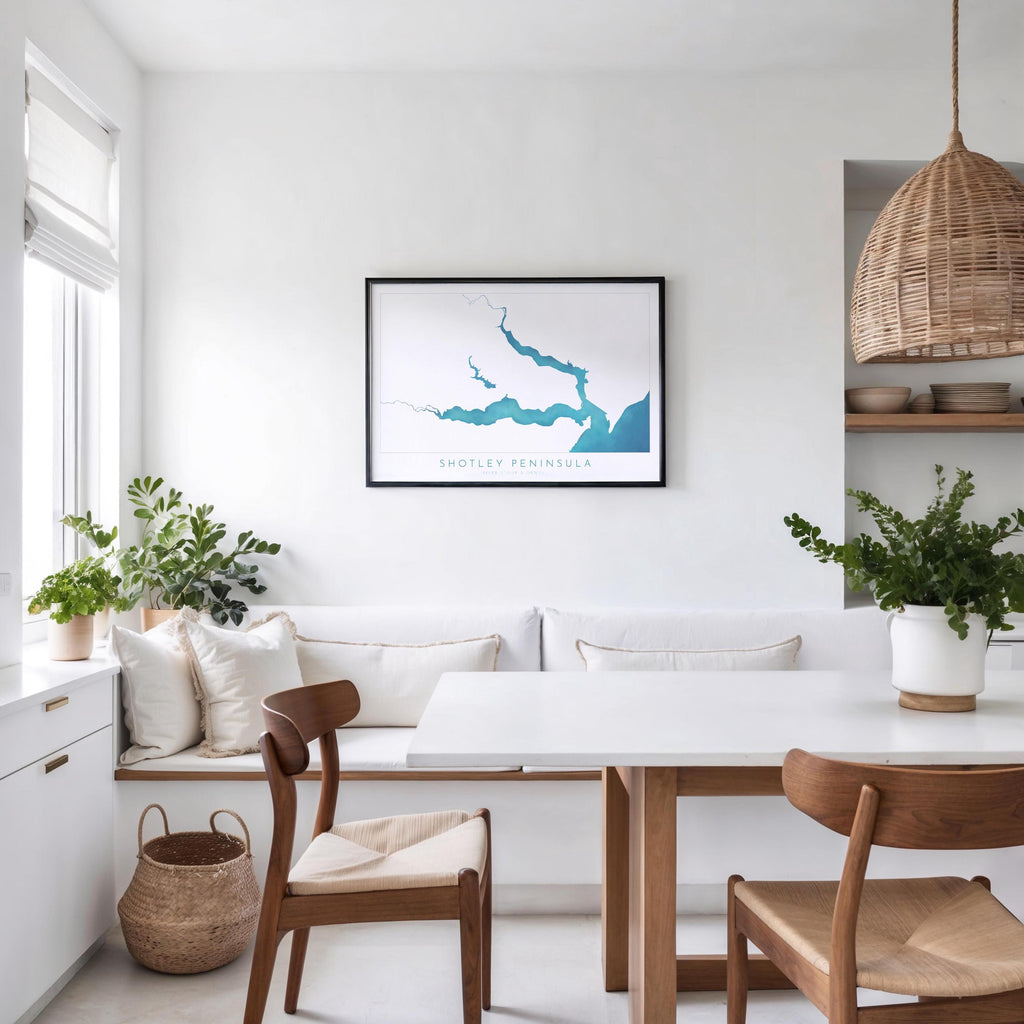 Shotley Peninsula Map Art Print, Suffolk Map, Art, River Orwell, River Stour, Essex Map, UK Rivers Map, East Anglia Map, Alton Water Map Art