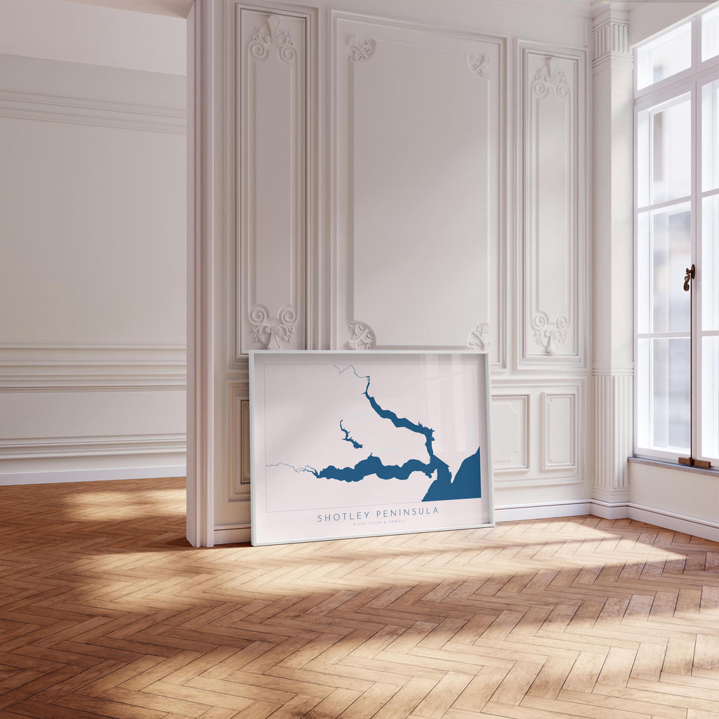 Shotley Peninsula Map Art Print, Suffolk Map, Art, River Orwell, River Stour, Essex Map, UK Rivers Map, East Anglia Map, Alton Water Map Art