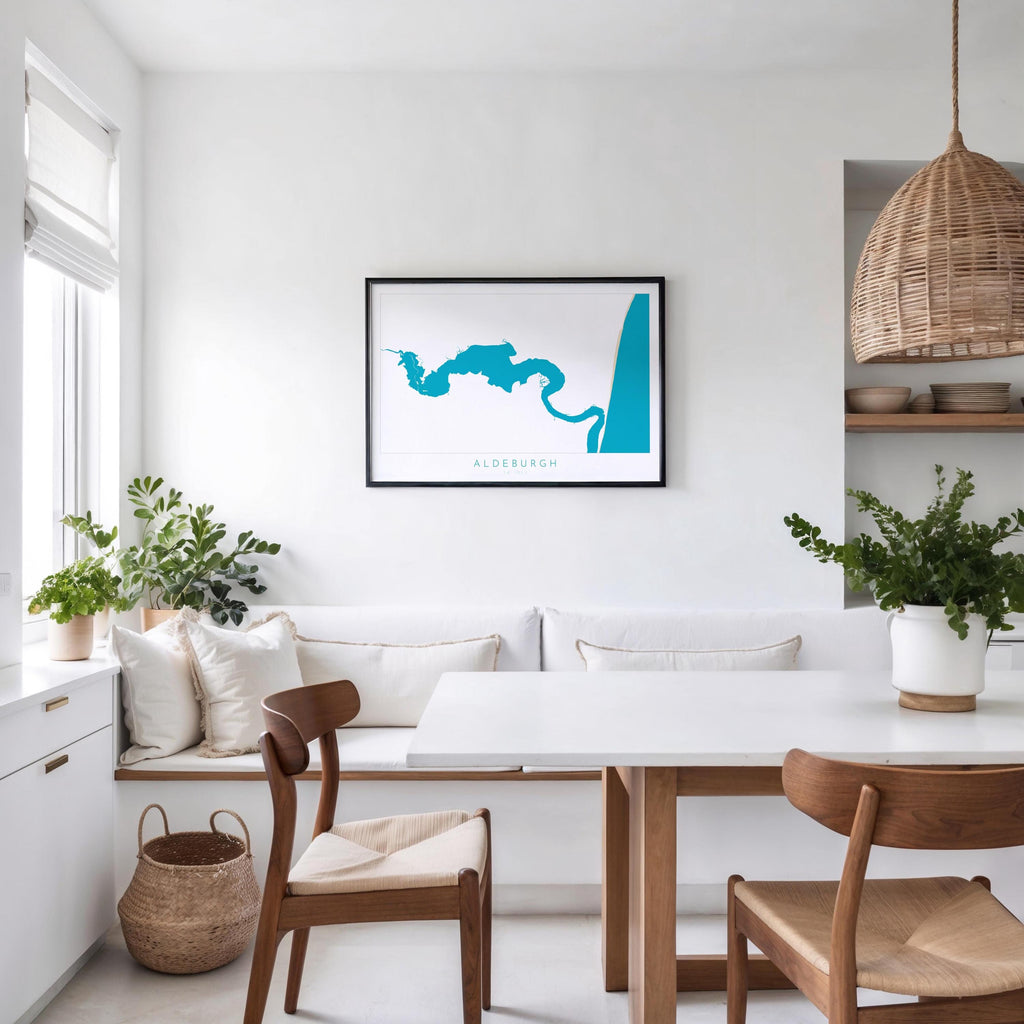 Aldeburgh Map Art - River Alde Map, Suffolk Map, Aldeburgh Art Poster, Suffolk Coast Print, Suffolk Travel Print, East Anglia, Sailing Gift