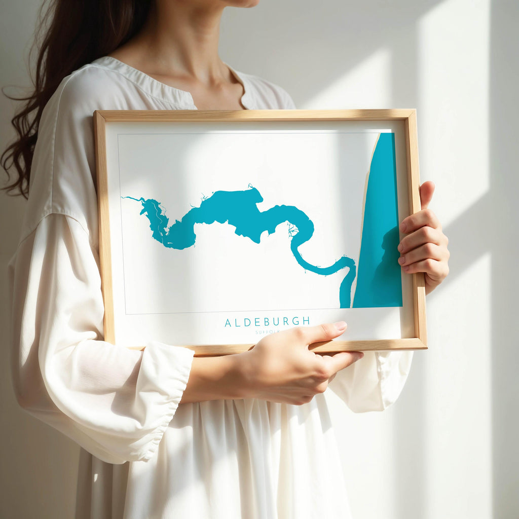 Aldeburgh Map Art - River Alde Map, Suffolk Map, Aldeburgh Art Poster, Suffolk Coast Print, Suffolk Travel Print, East Anglia, Sailing Gift