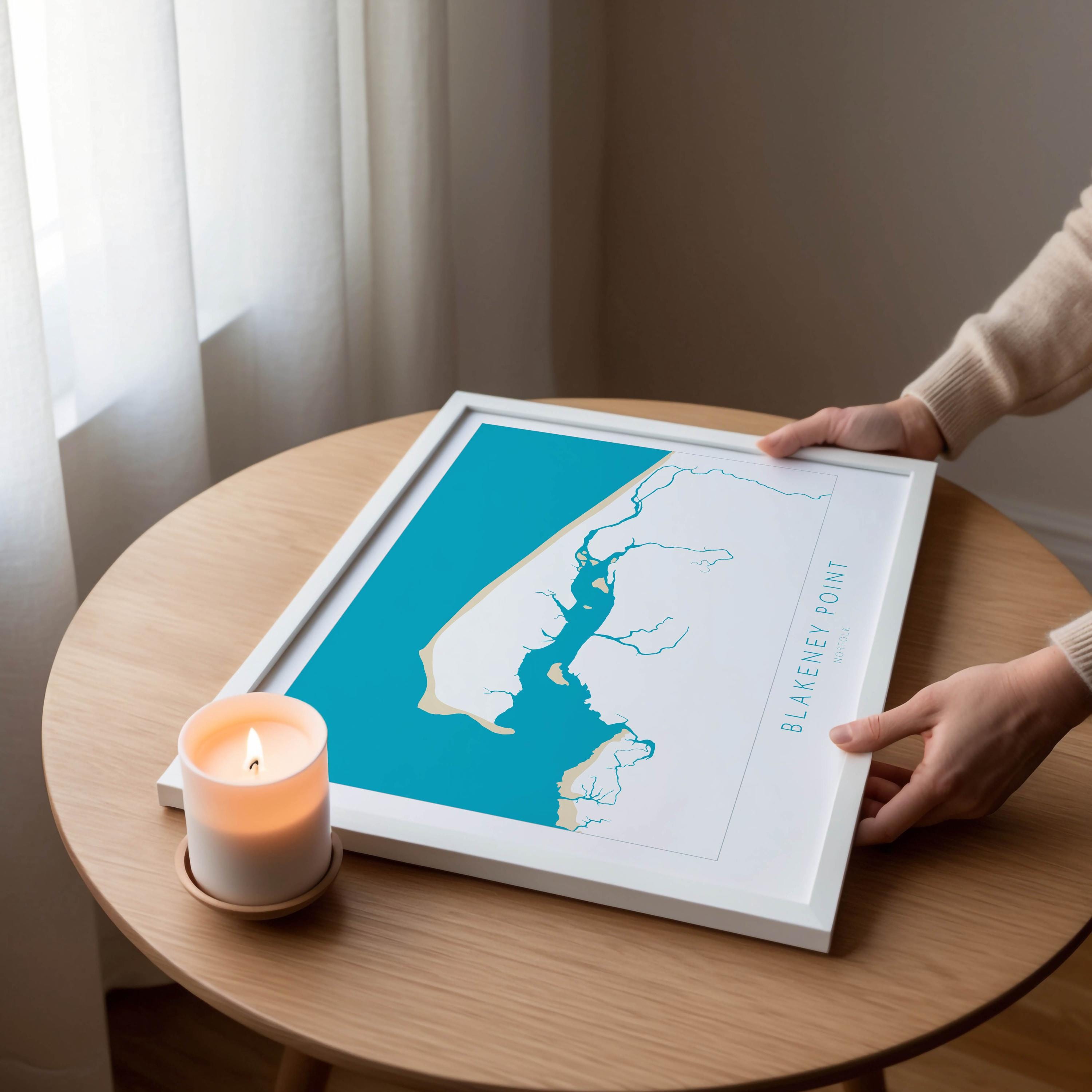 Blakeney Point Map Art - Norfolk Map Print, North Norfolk Art, Gift for Sailors & Holiday Homes UK, River Glaven, UK Coastal Wall Art