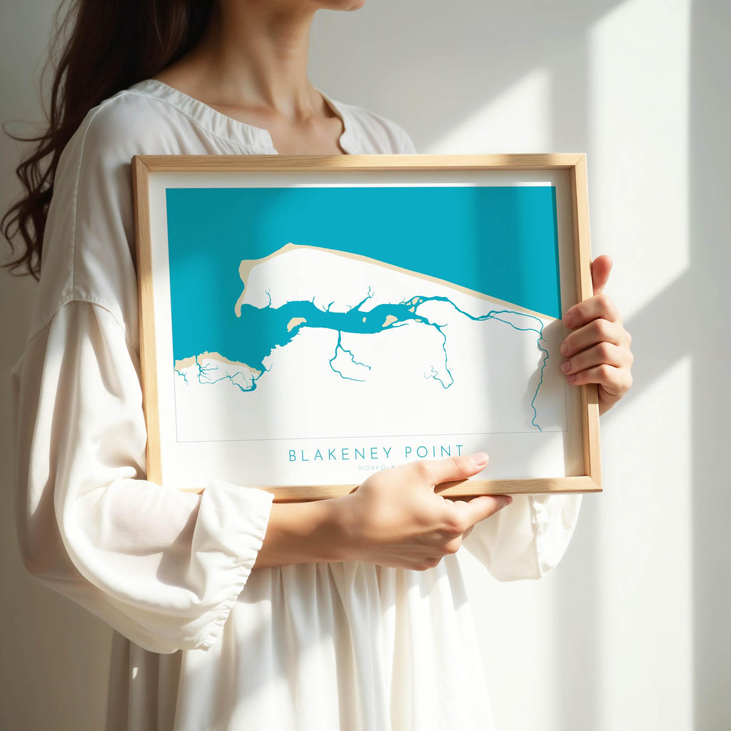 Blakeney Point Map Art - Norfolk Map Print, North Norfolk Art, Gift for Sailors & Holiday Homes UK, River Glaven, UK Coastal Wall Art