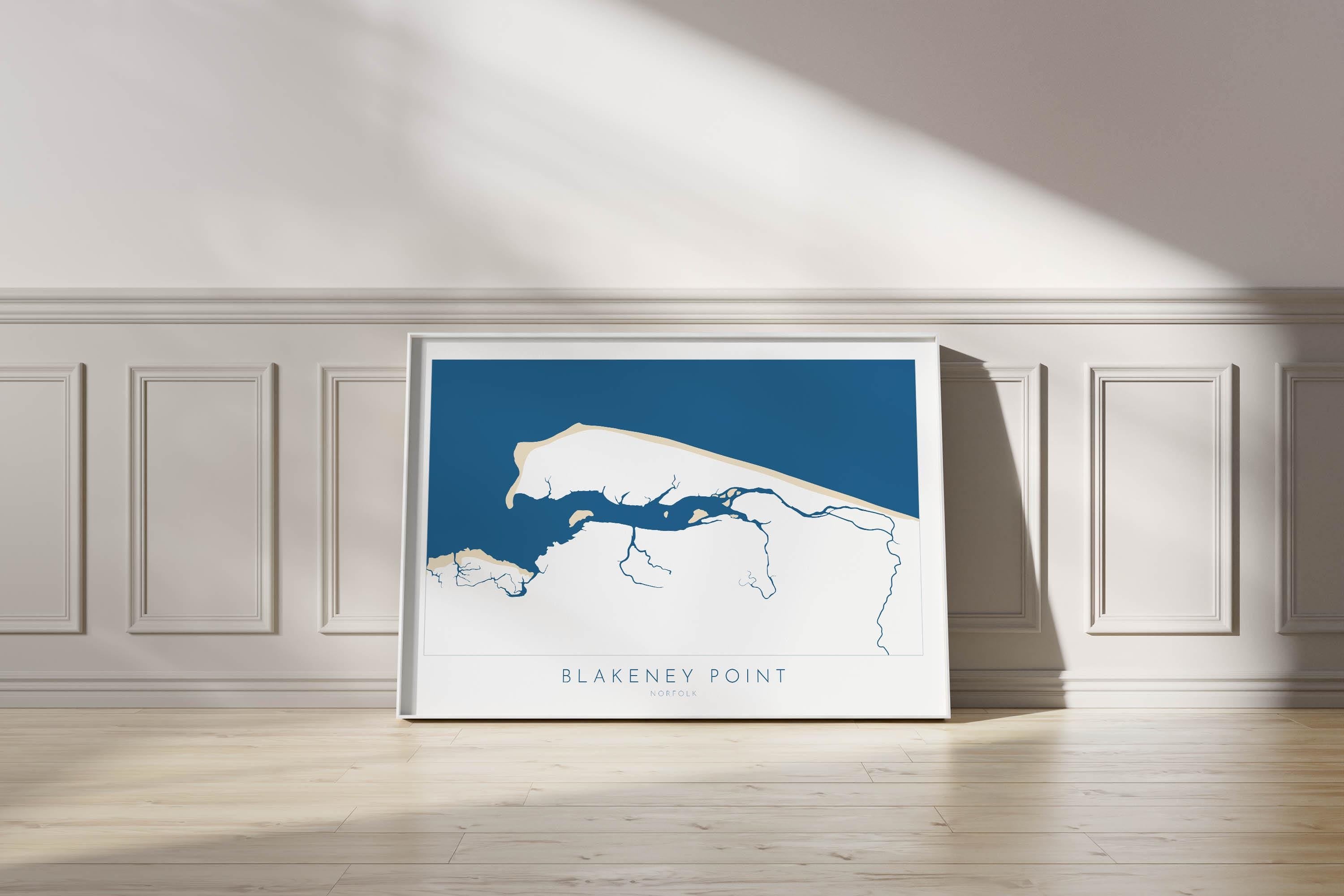 Blakeney Point Map Art - Norfolk Map Print, North Norfolk Art, Gift for Sailors & Holiday Homes UK, River Glaven, UK Coastal Wall Art