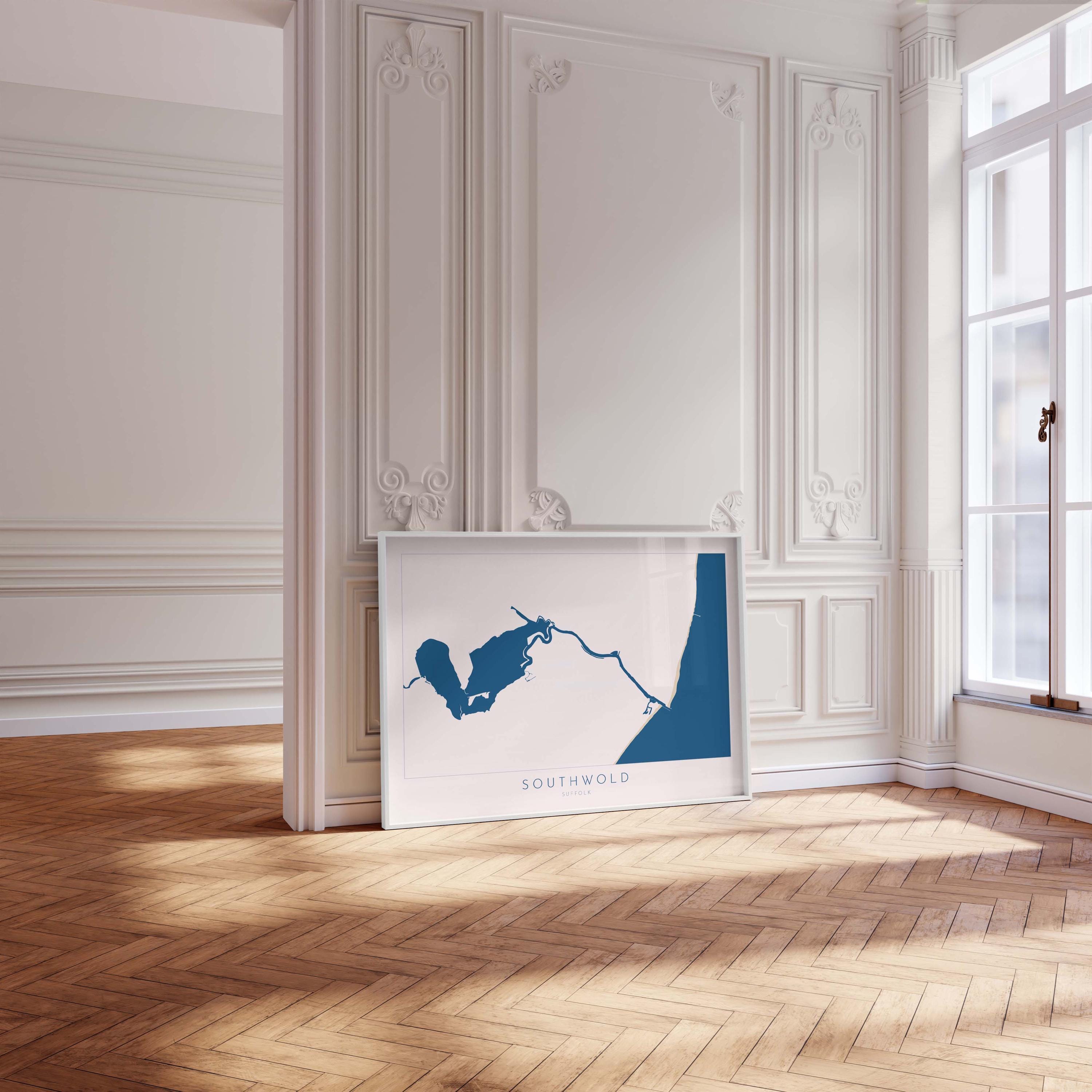 Southwold Art Map - Suffolk Art, Southwold Map Art, Suffolk Coast Travel Print, Suffolk Gift, River Blyth Map, UK Map Art, UK Rivers Map