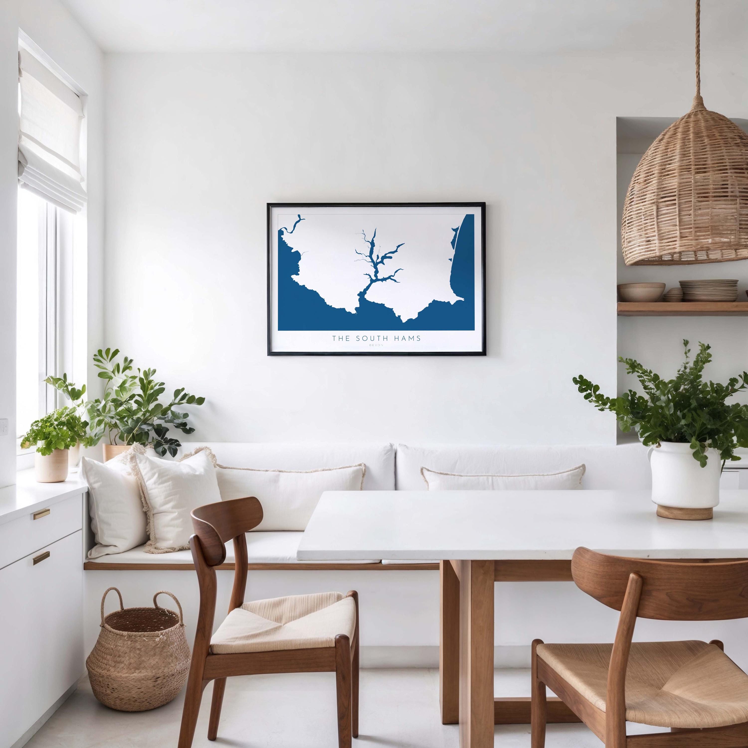 The South Hams Art Print - South Devon Map Art, Salcombe Art print, Devon Travel Poster, Devon Gift, Devon Print, UK Coast Map, UK Beaches