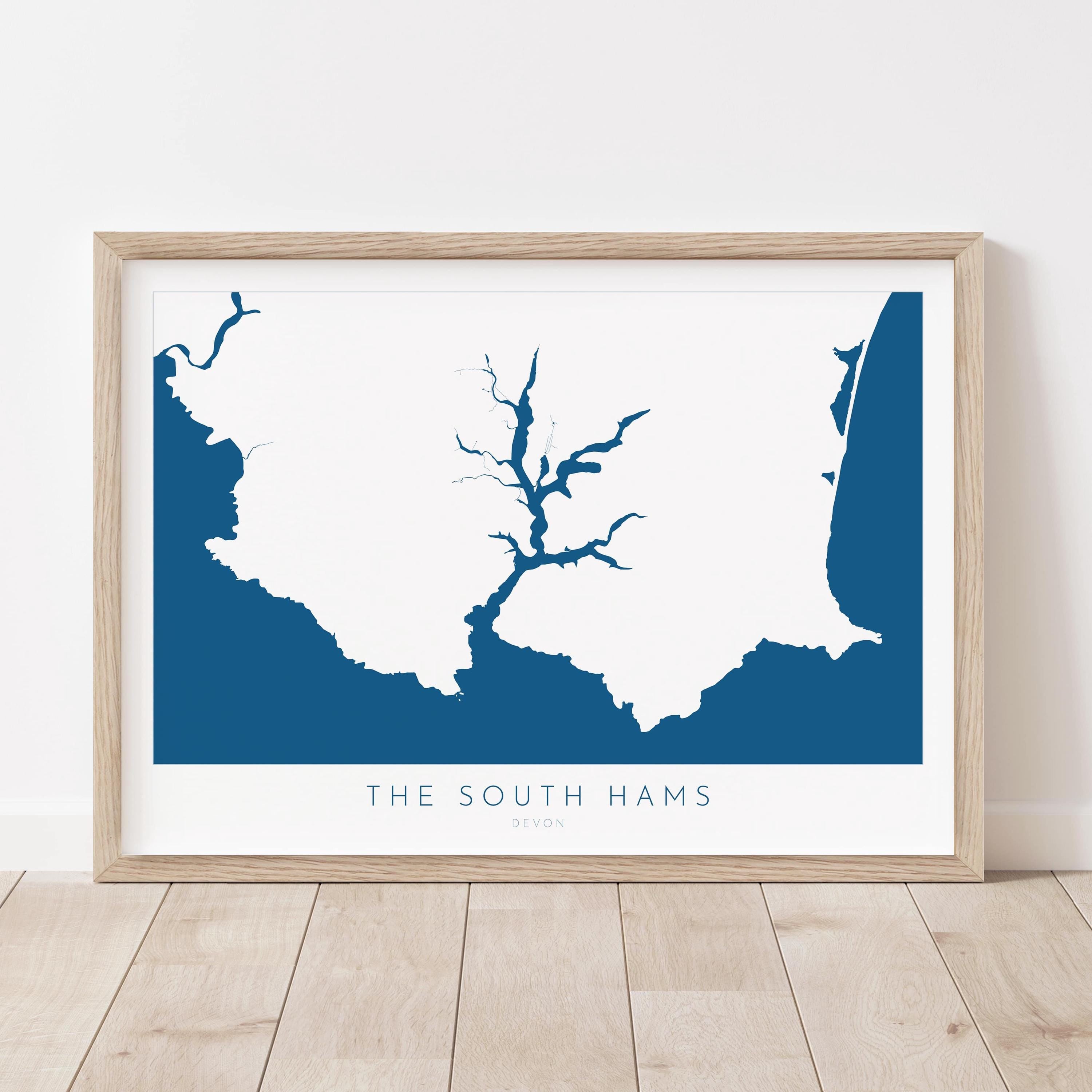 The South Hams Art Print - South Devon Map Art, Salcombe Art print, Devon Travel Poster, Devon Gift, Devon Print, UK Coast Map, UK Beaches